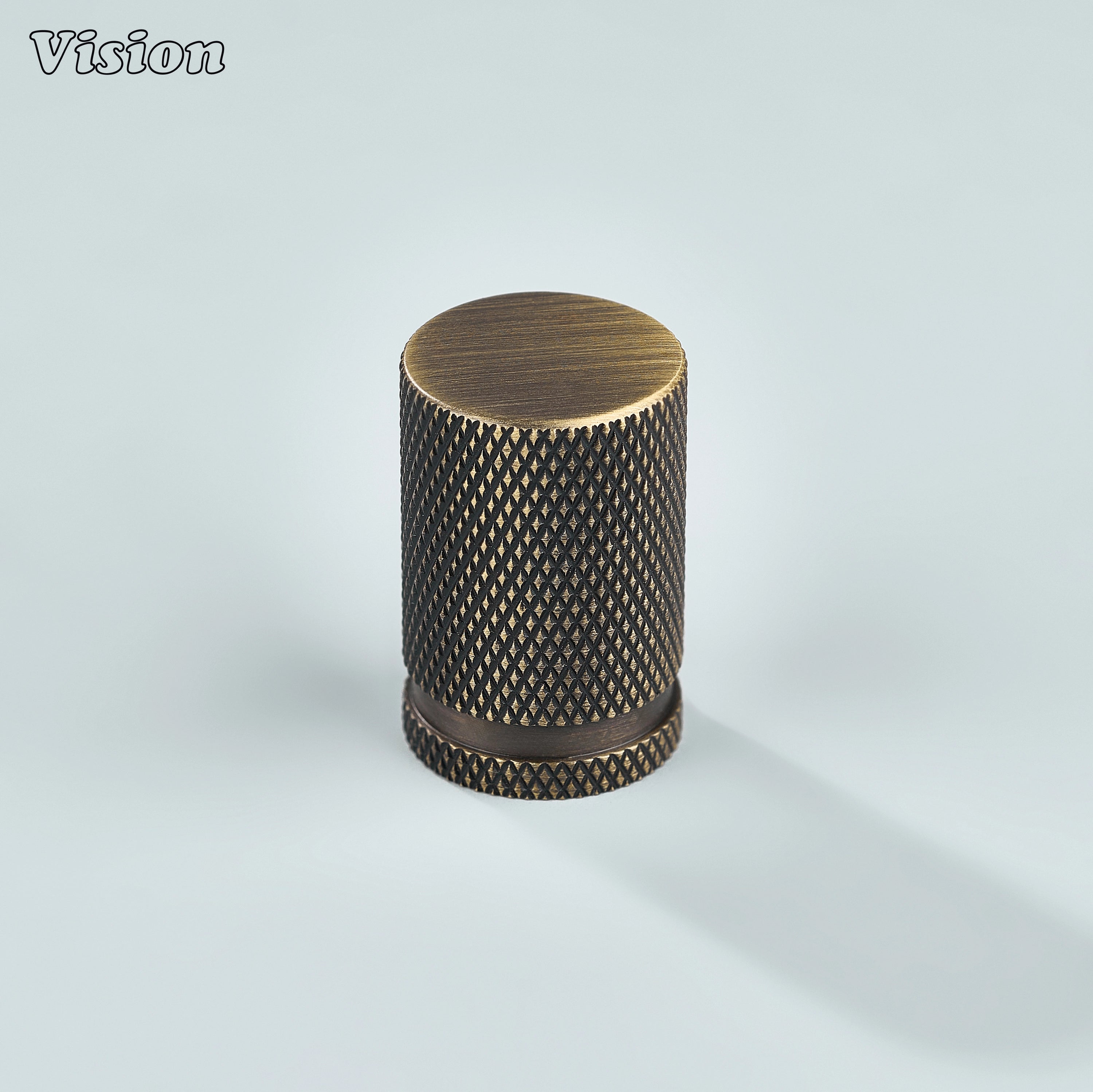 Elegant antique bronze Azure cylinder knob used for dressers and vanities.