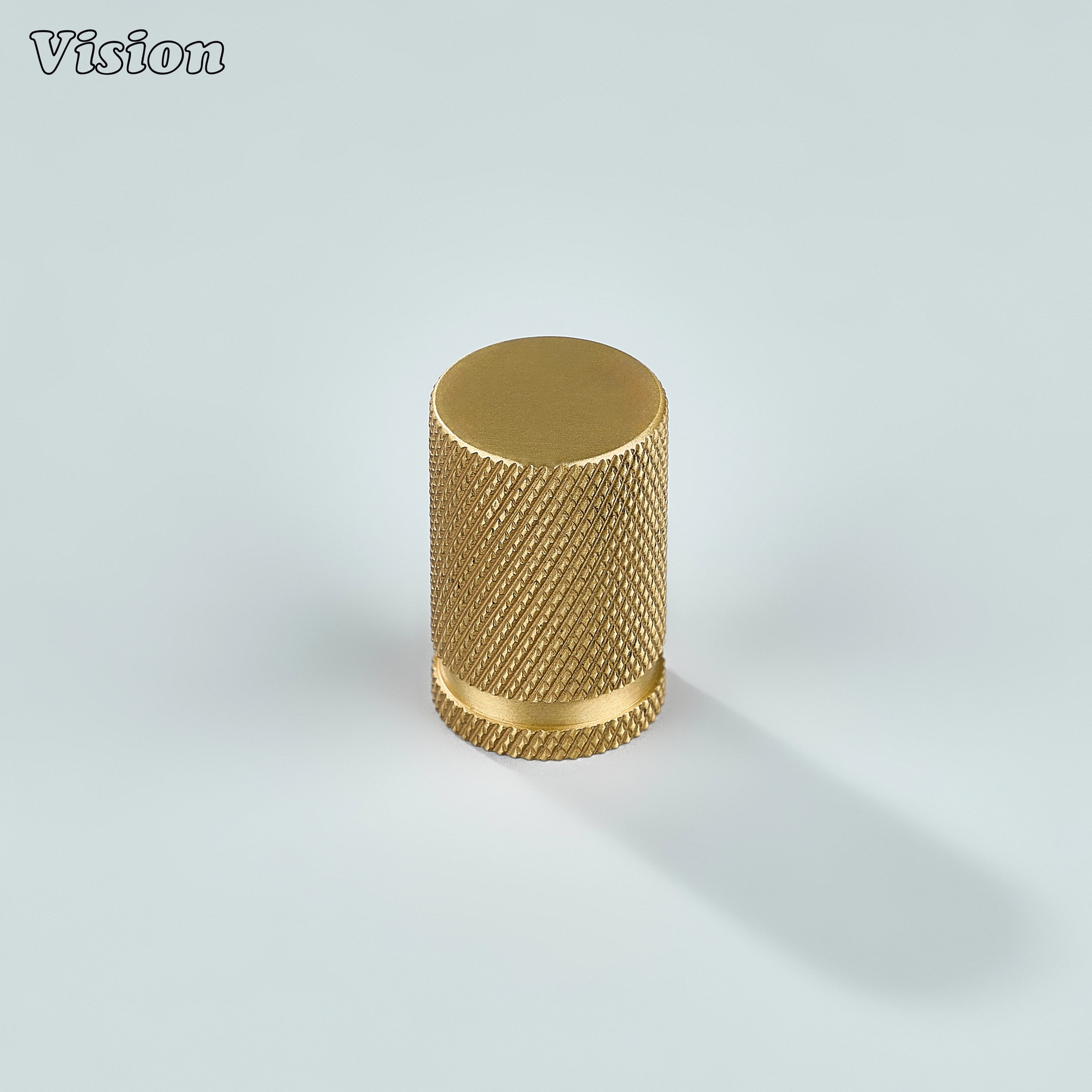 Gold Azure knurled cylinder knob used for wardrobes and drawers.