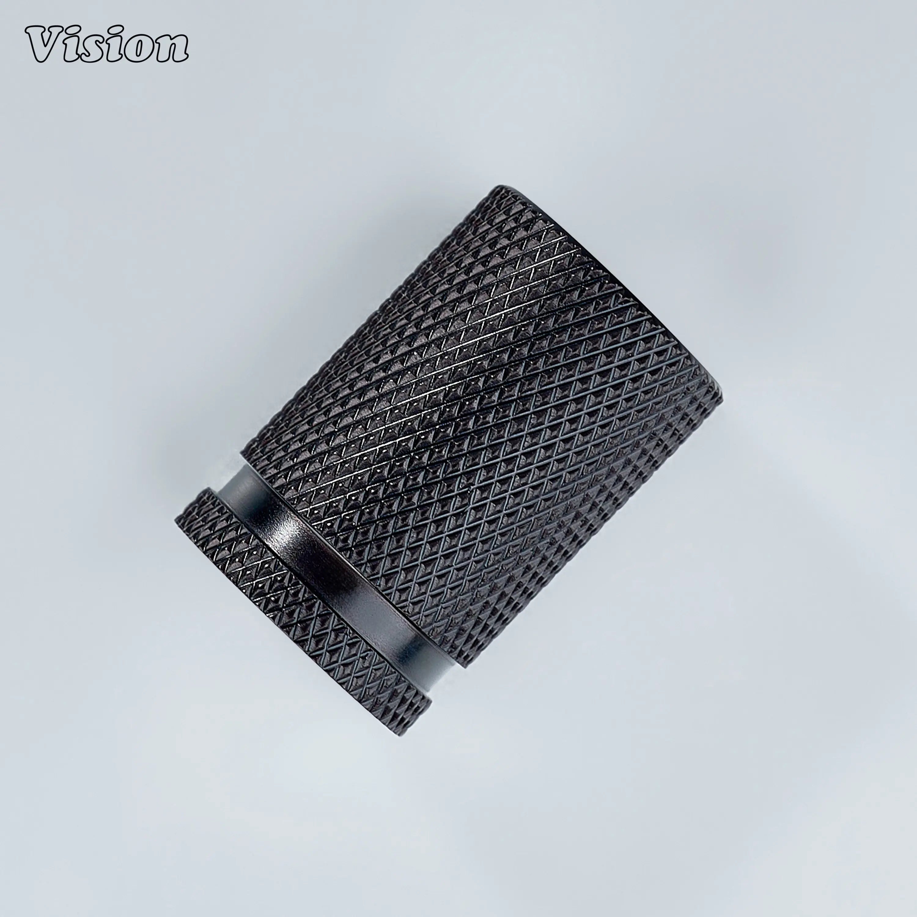 Modern brass knurled cylinder cabinet knob in bronze finish used for cupboards.