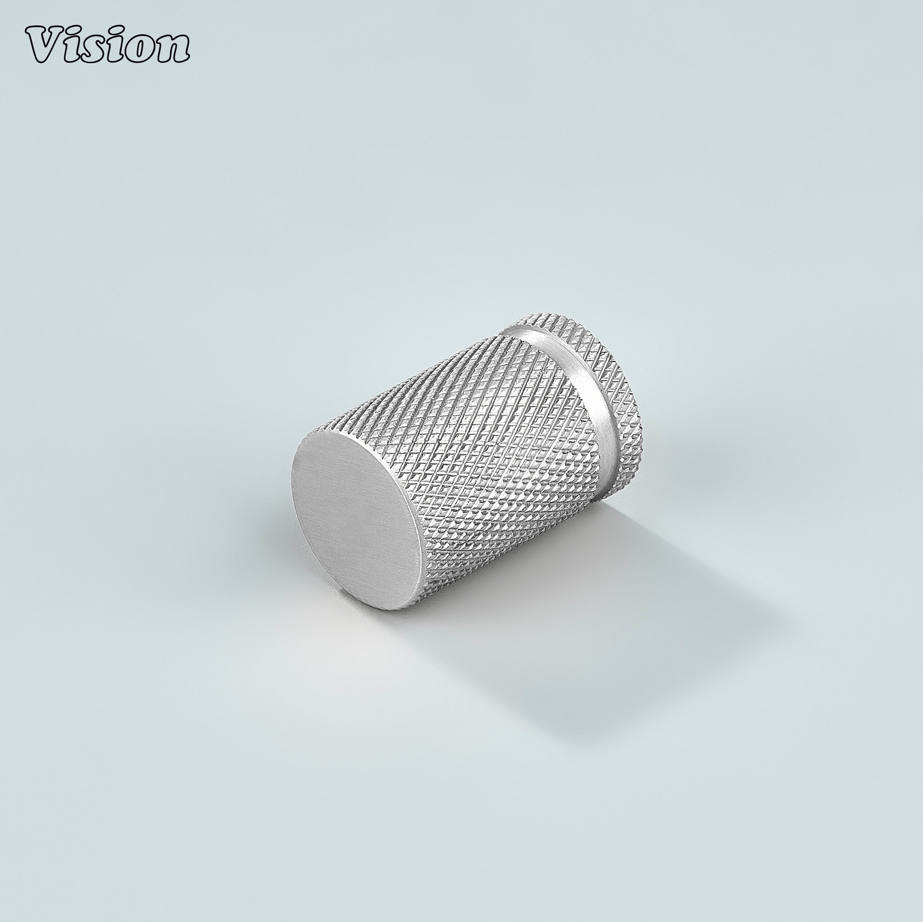 Modern silver brass knurled cylinder knob for kitchen cabinets