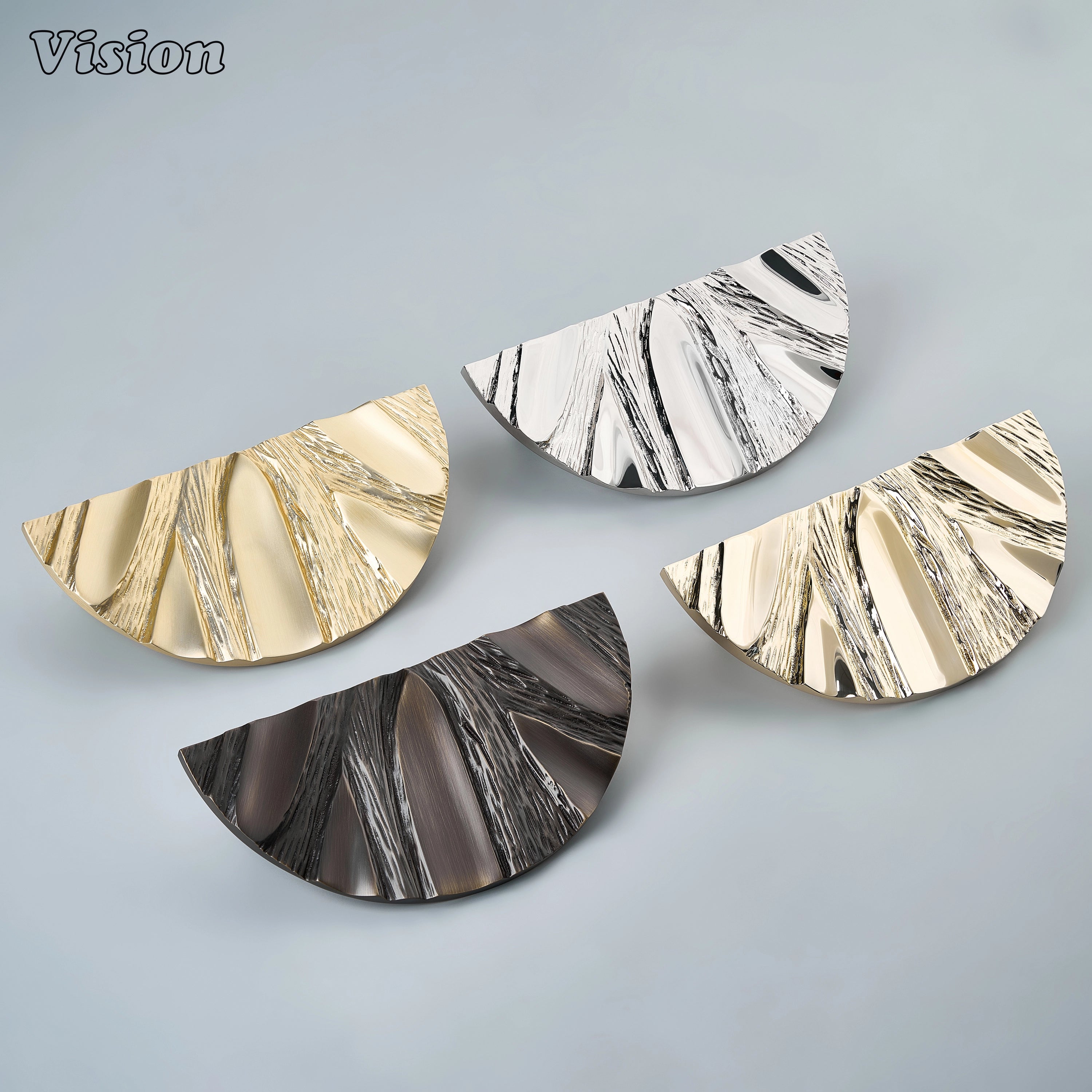Premium Antique Bronze architectural pull handle featuring an organic bark-inspired semi circle profile.