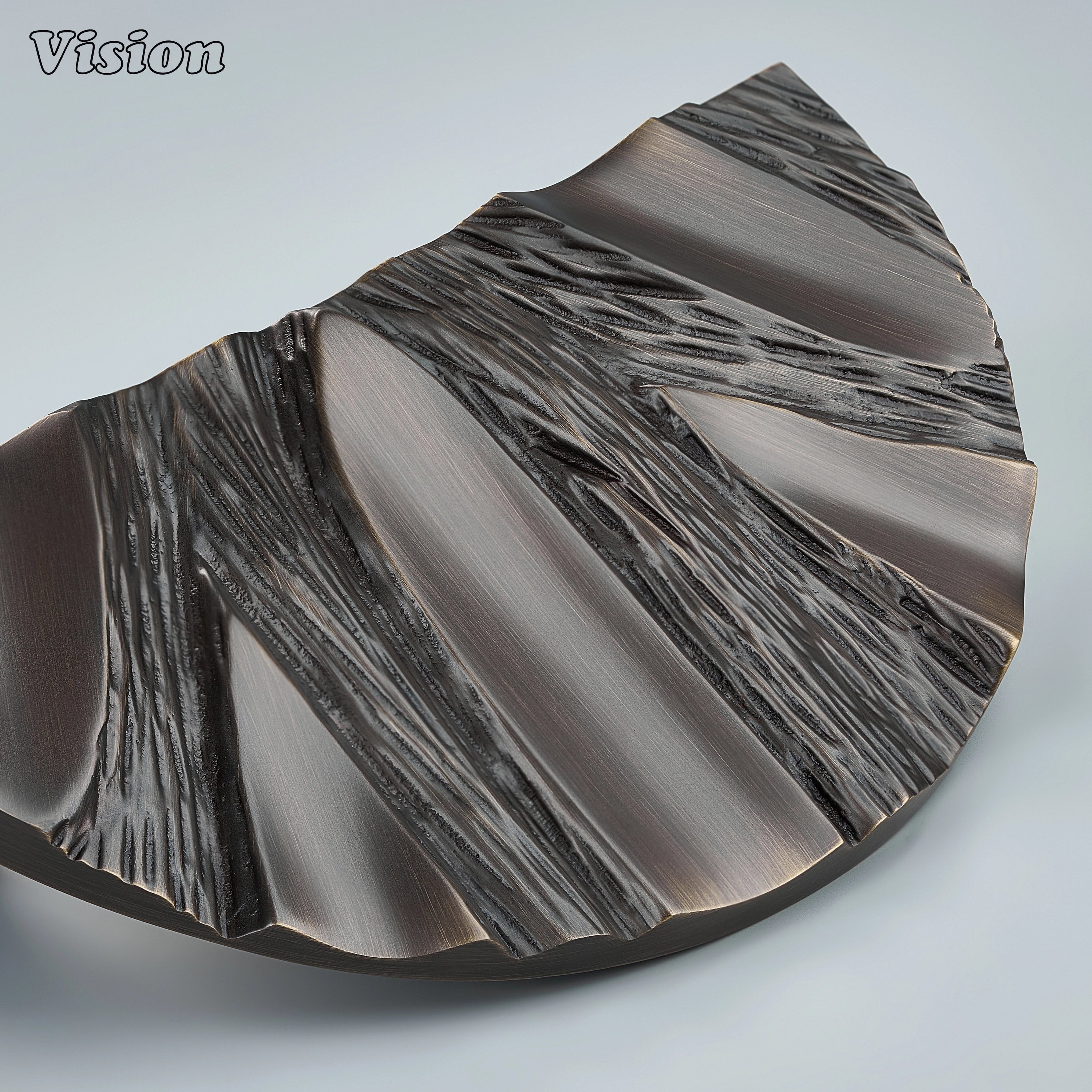 Antique Bronze handcrafted brass pull handle with artistic texture for architectural interiors.