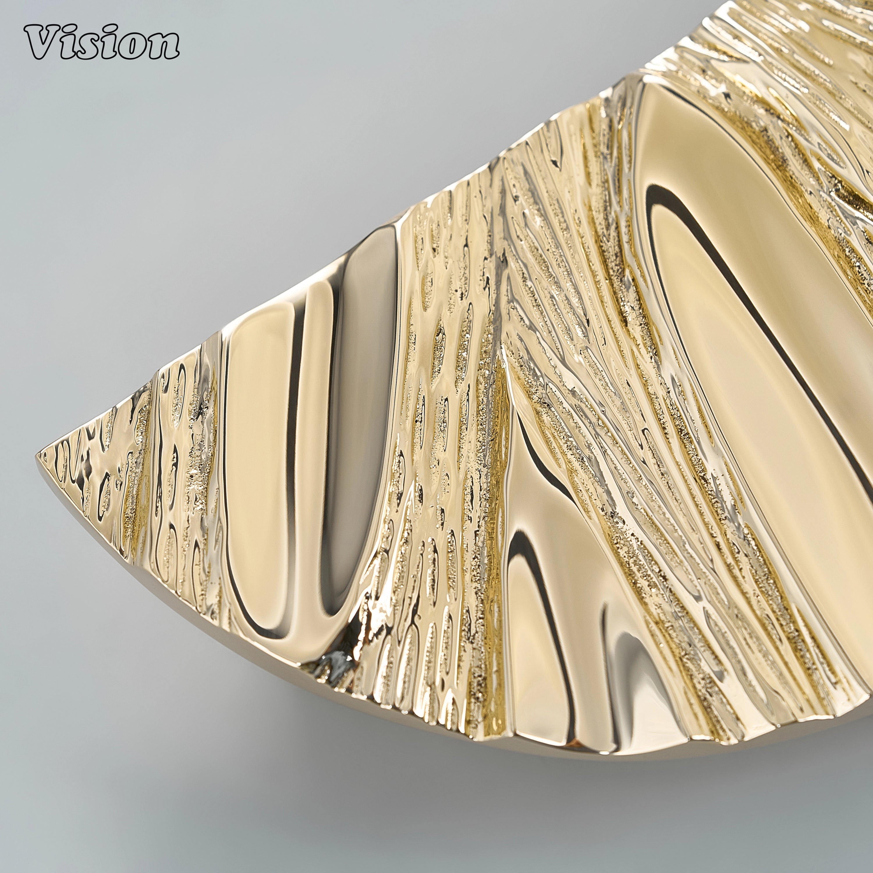 Elegant Polished Brass sculpted semi circle door handle for premium architecture.