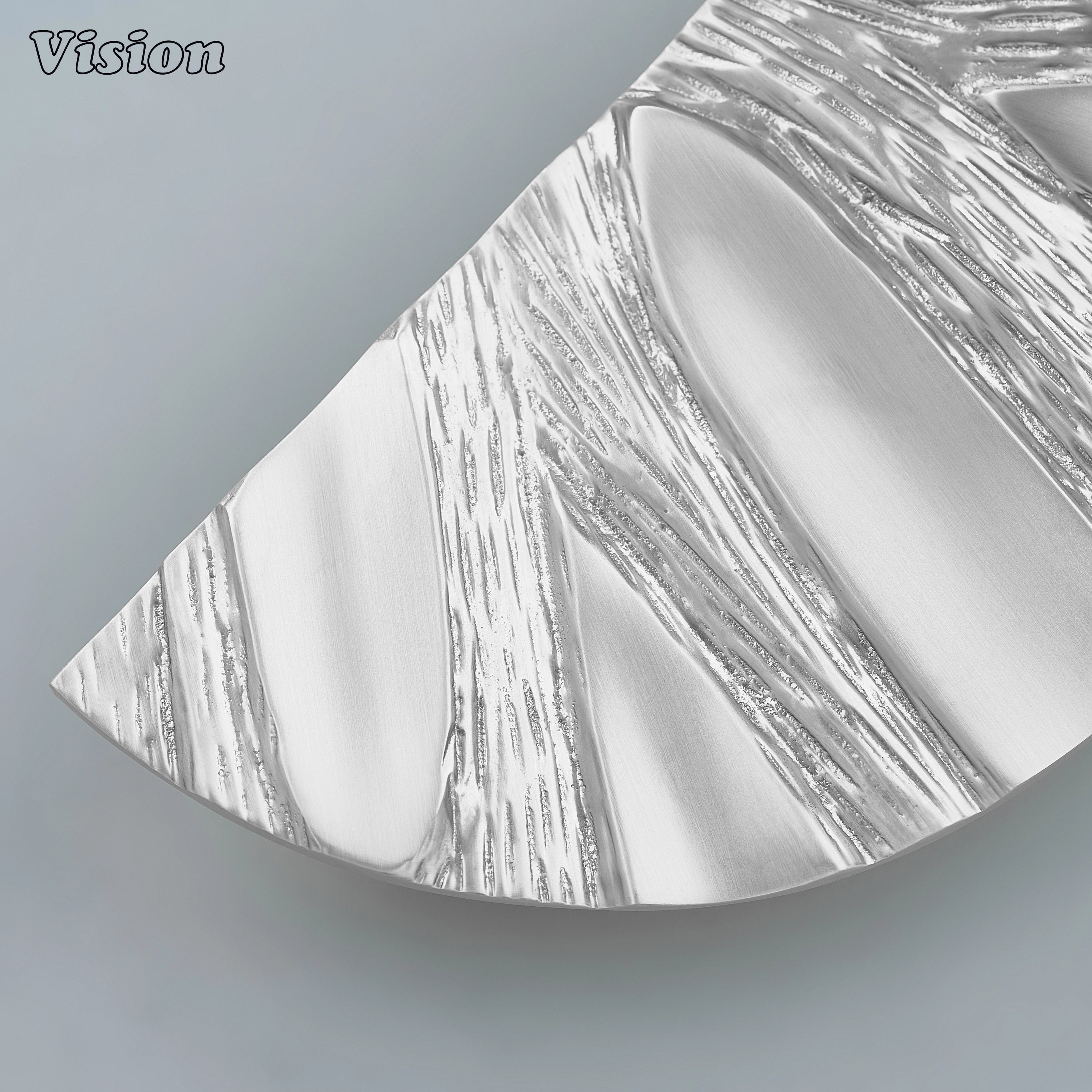 Elegant Silver semi circle pull handle with handcrafted bark texture.