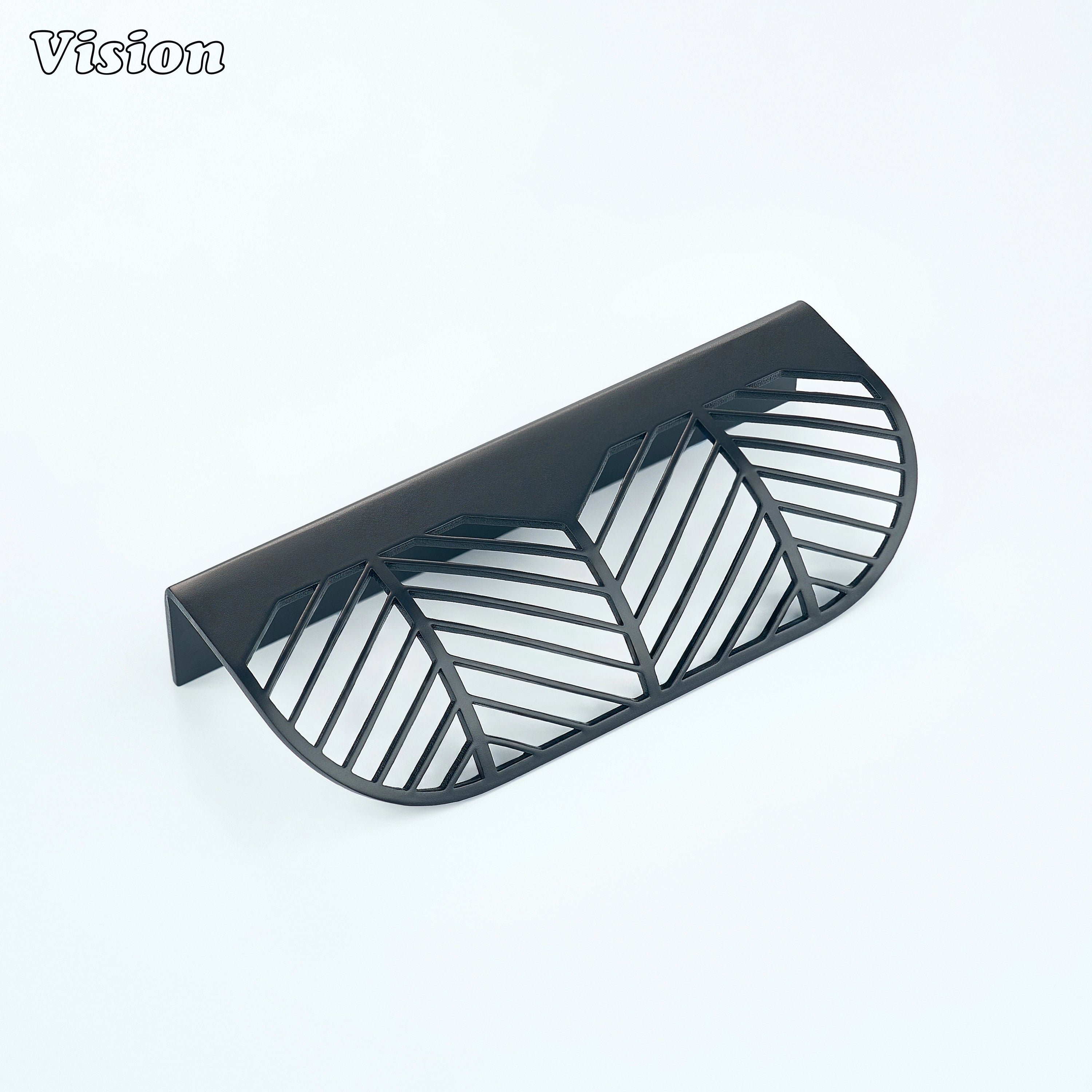 Plain brass cabinet handle in Black with cut pattern for wardrobes