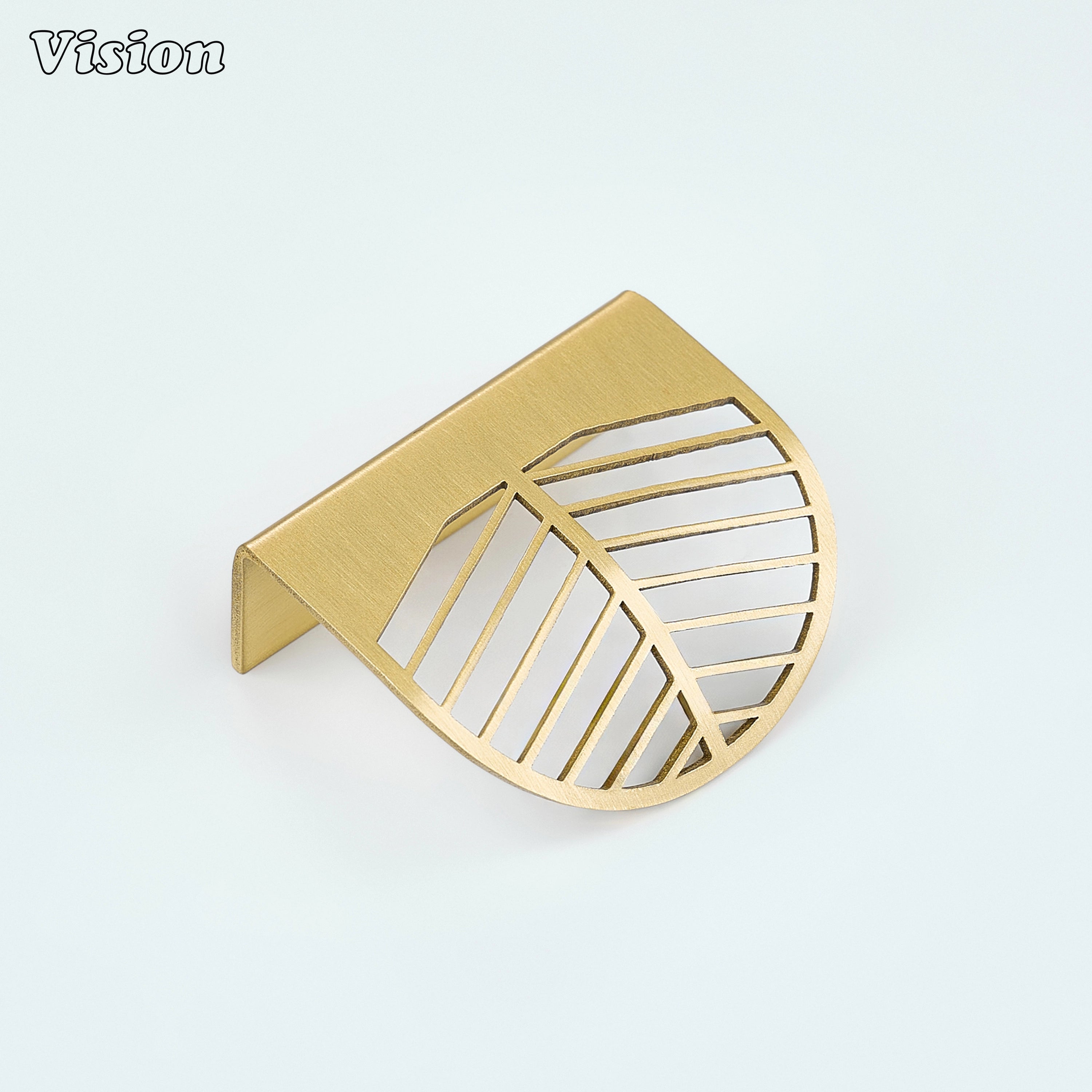 Gold plain lip pull cabinet handle with decorative pattern for wooden furniture drawers