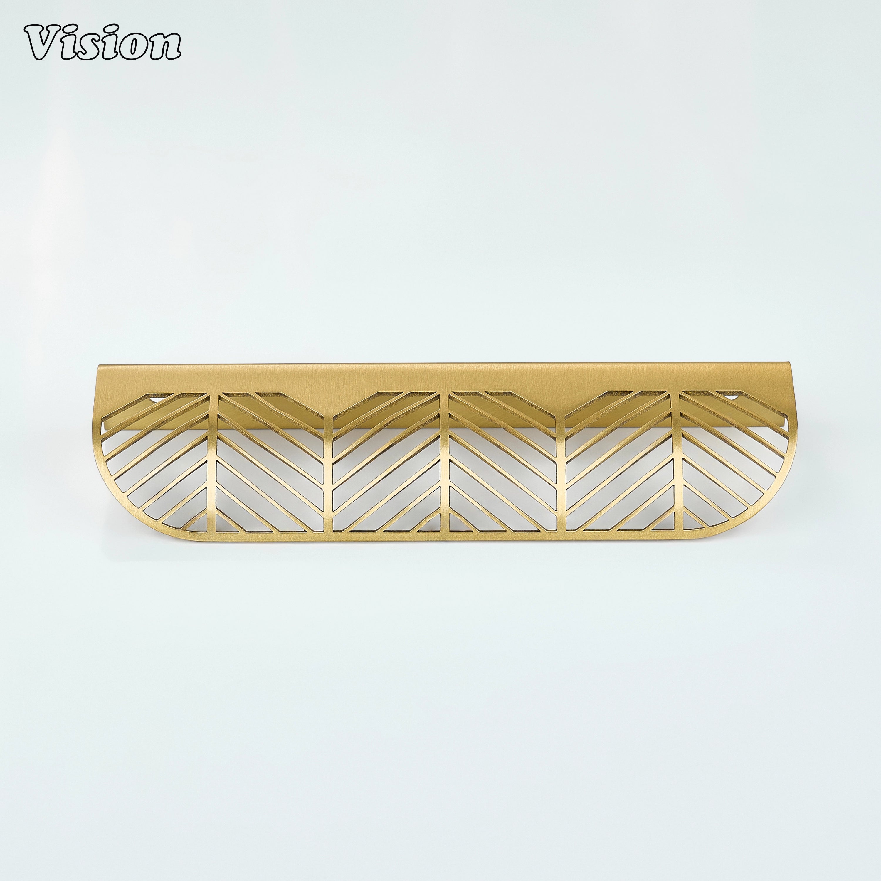 Cabinet handle in Gold finish with plain profile and leaf cut design for cupboards