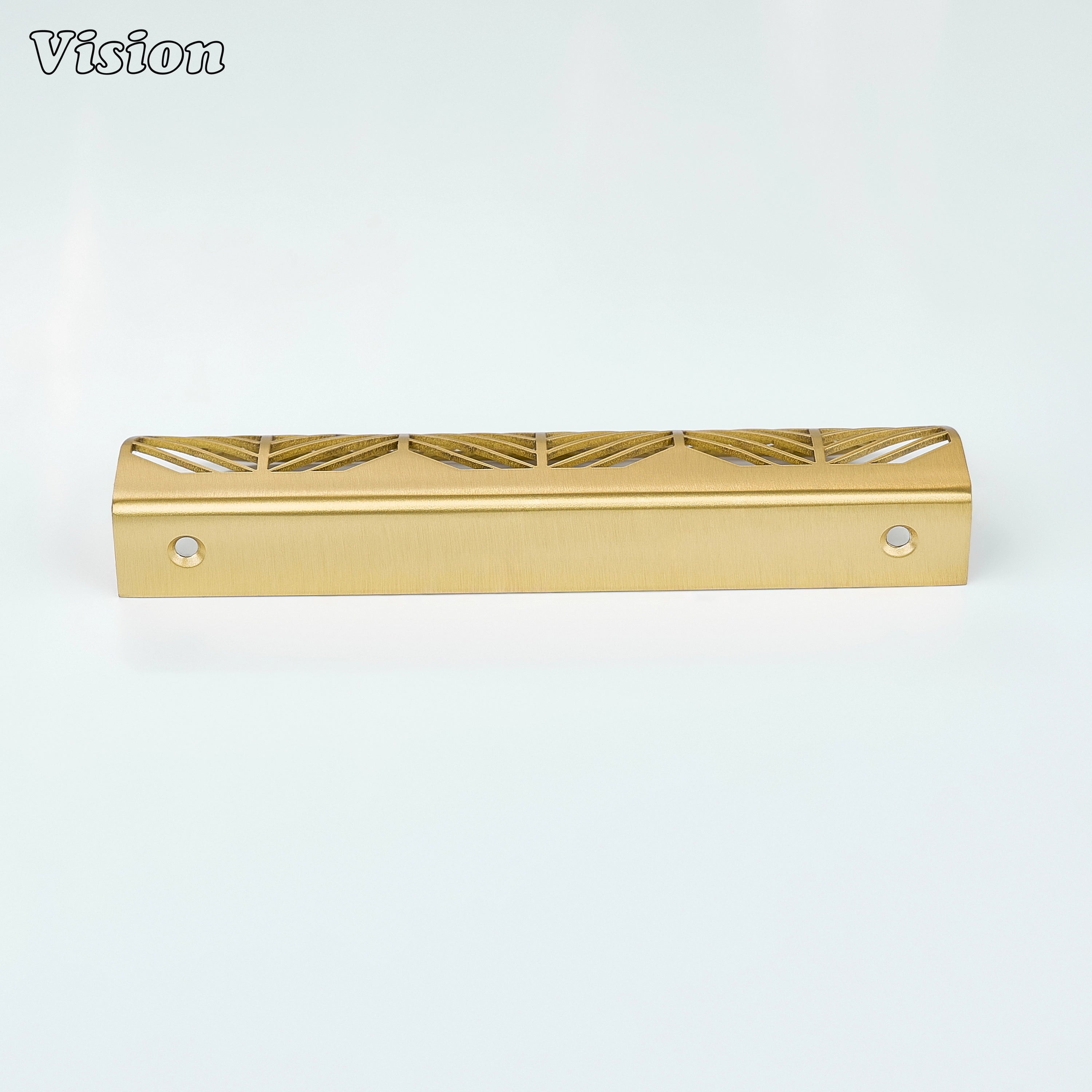 Plain Gold brass cabinet handle with patterned cutwork for modular kitchen cabinets