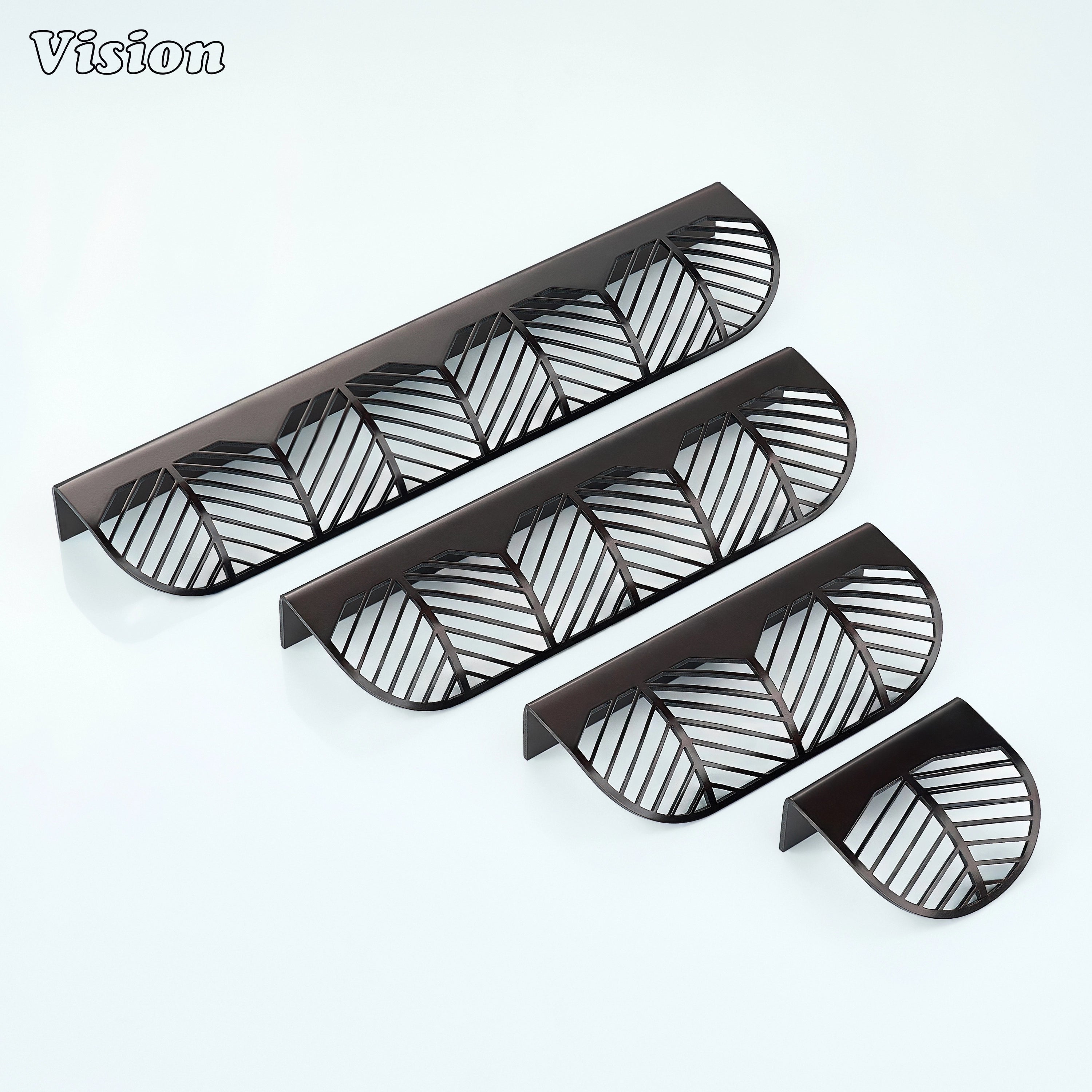 Oil Rubbed Bronze plain brass cabinet handle with decorative cut pattern