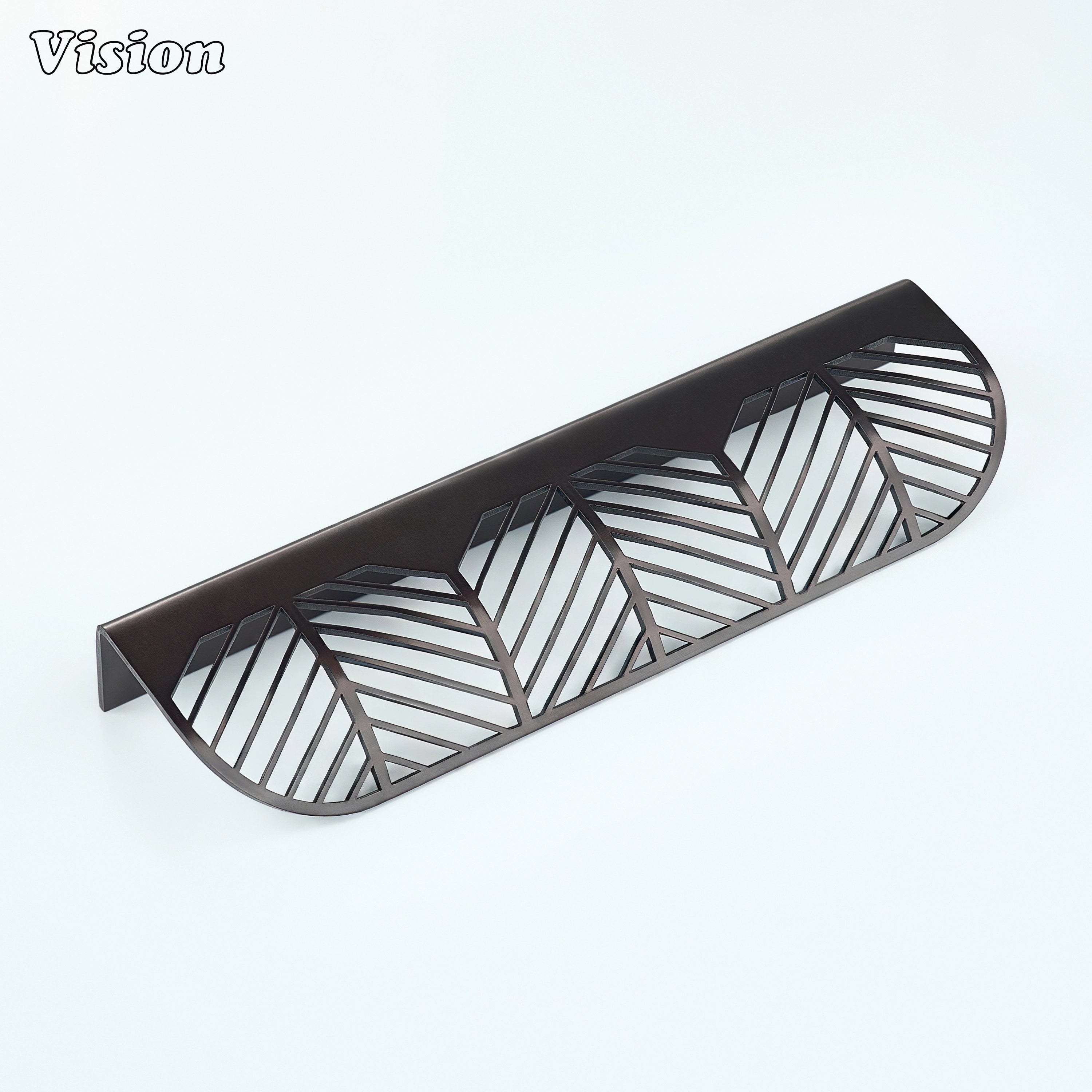 Oil Rubbed Bronze finish plain cabinet handle with leaf detailing for kitchens