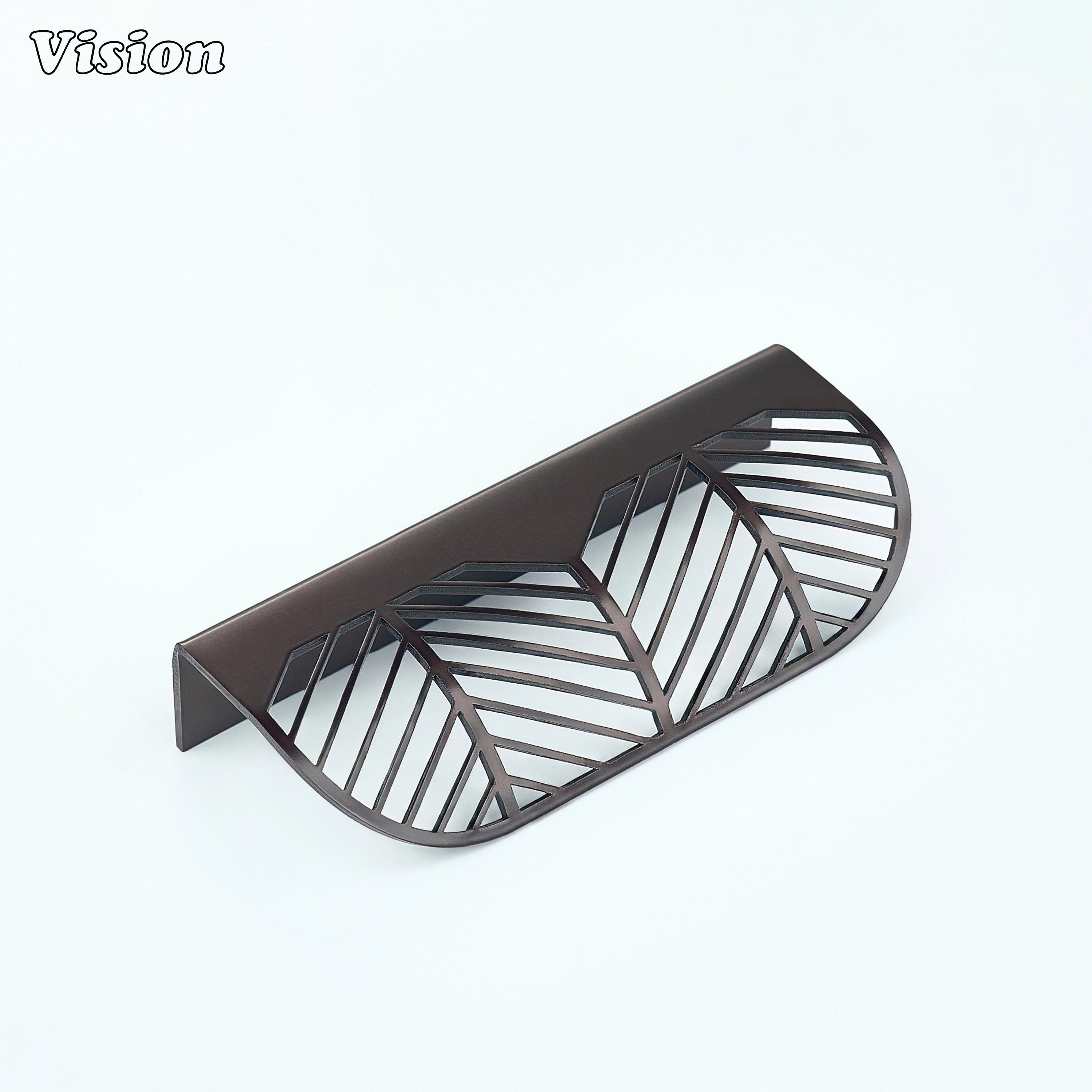 Plain brass cabinet handle in Oil Rubbed Bronze with cut design for wardrobes