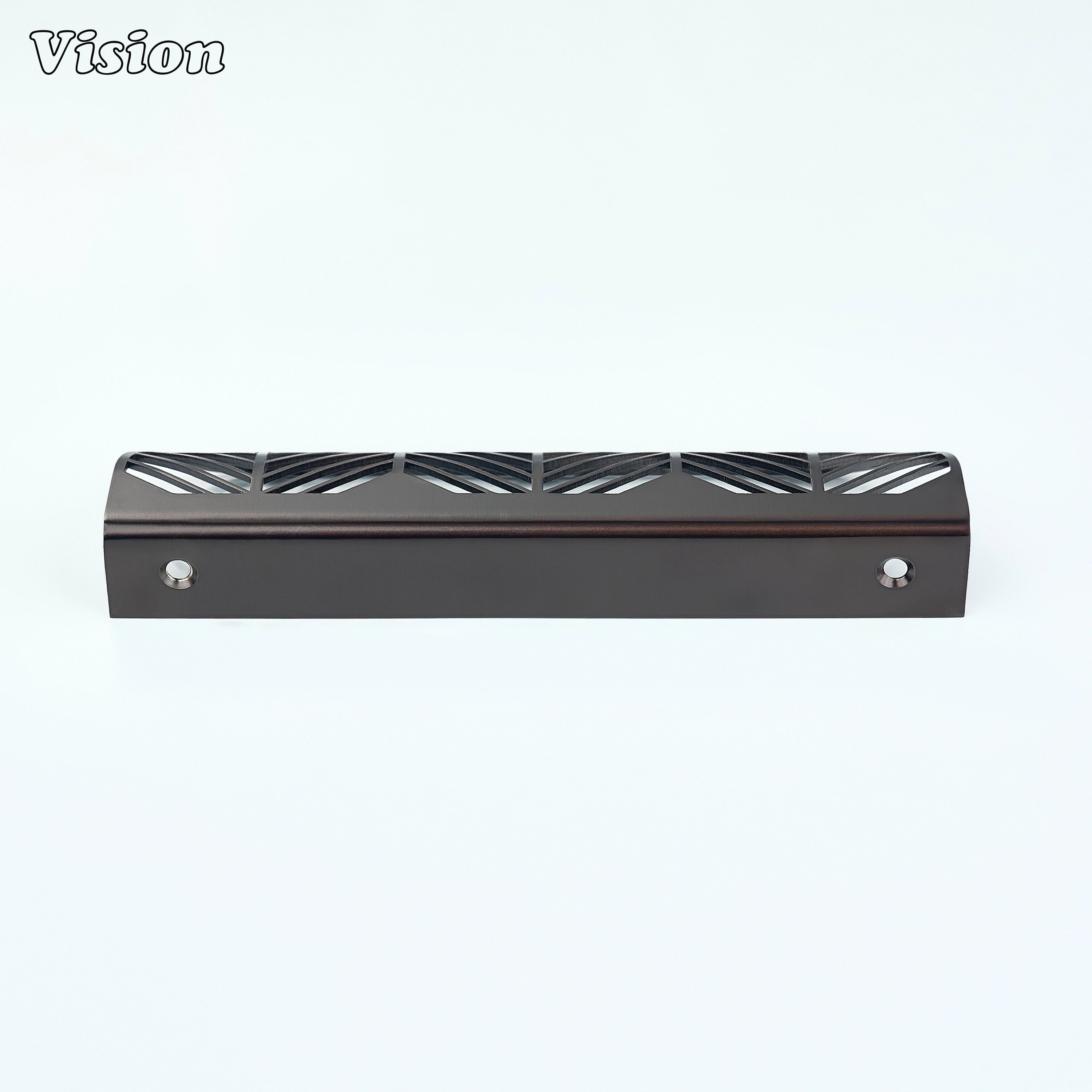 Plain Oil Rubbed Bronze brass cabinet handle with cutwork pattern