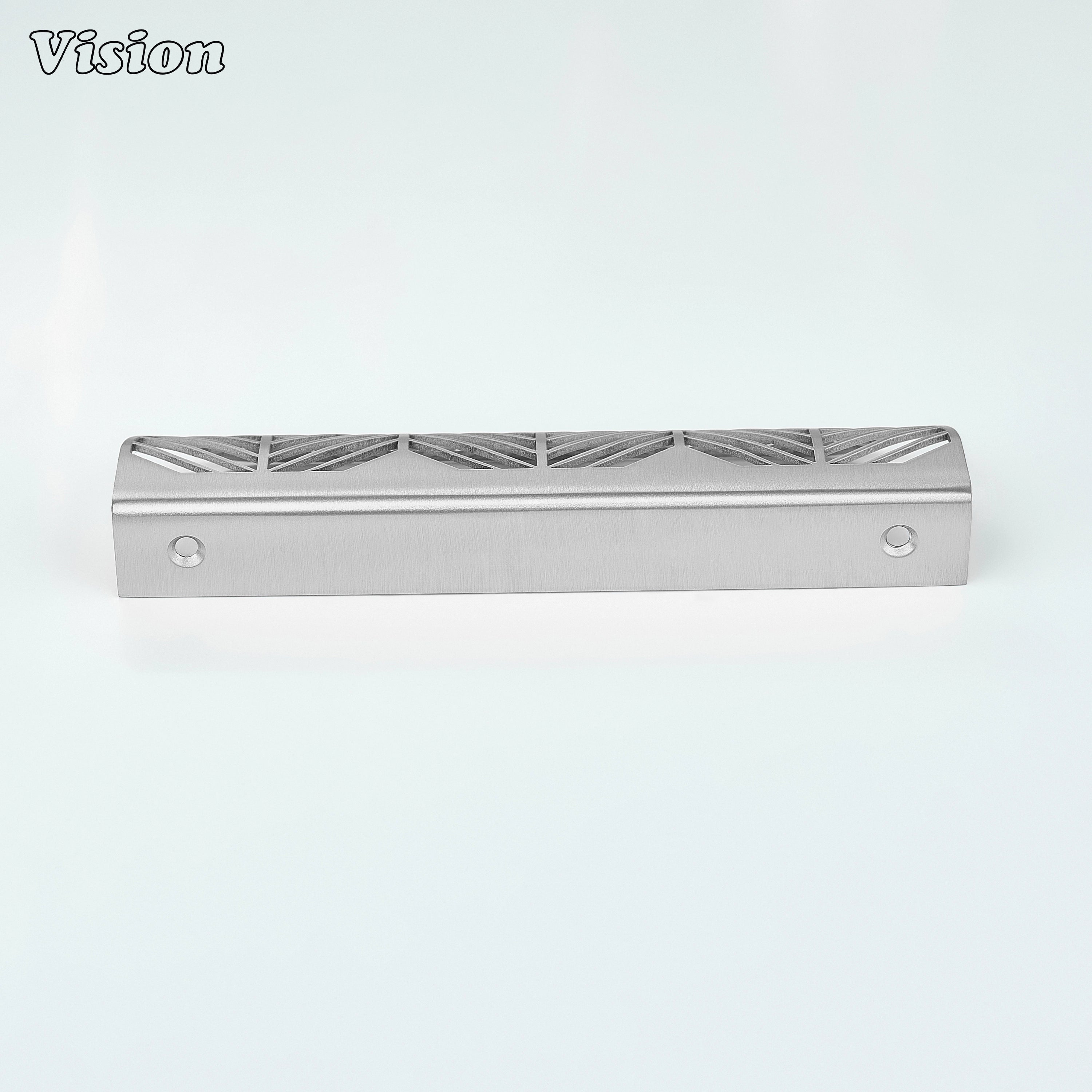 Plain Silver brass cabinet handle with patterned cutwork for kitchens