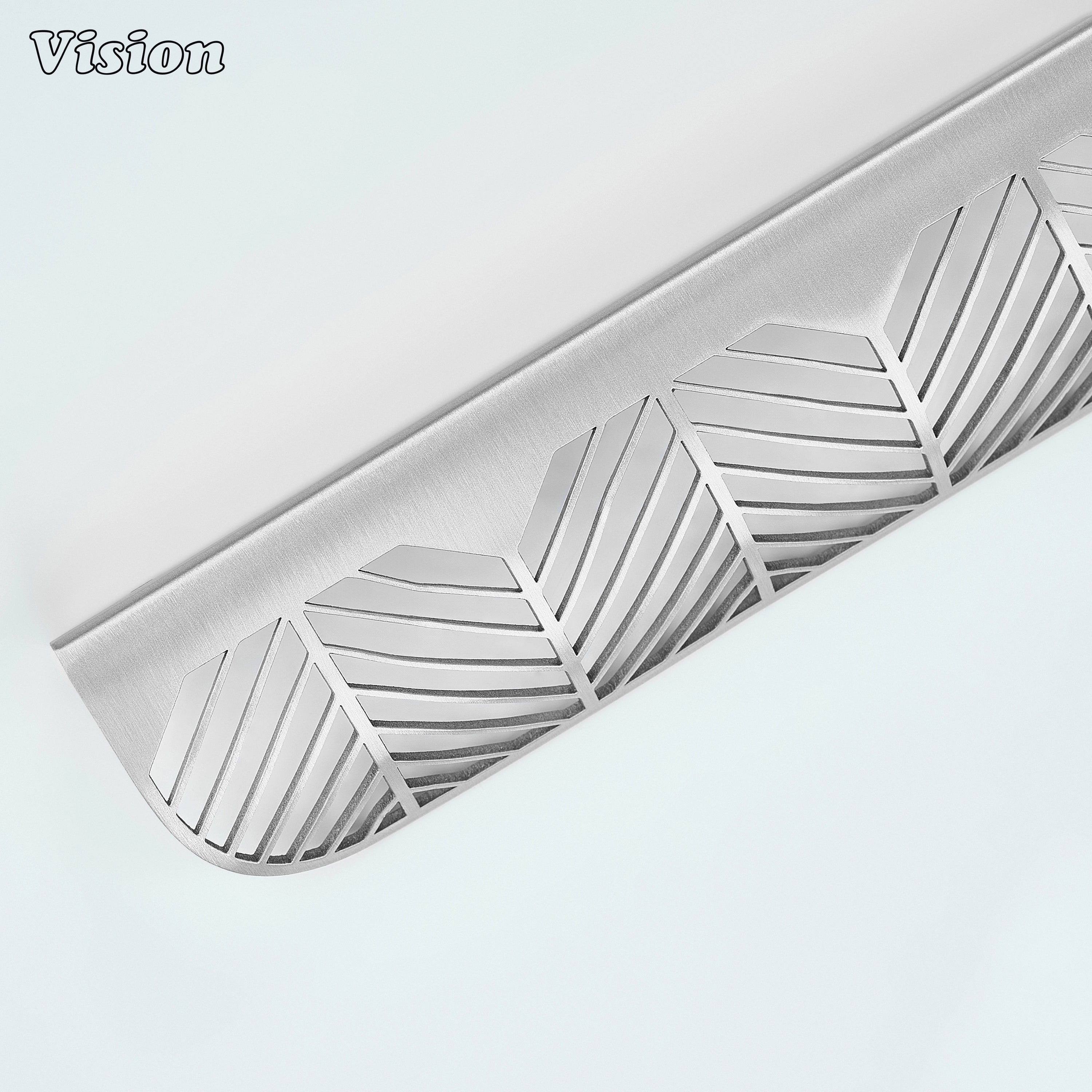 Silver finish cabinet handle featuring leaf cut design for wardrobes