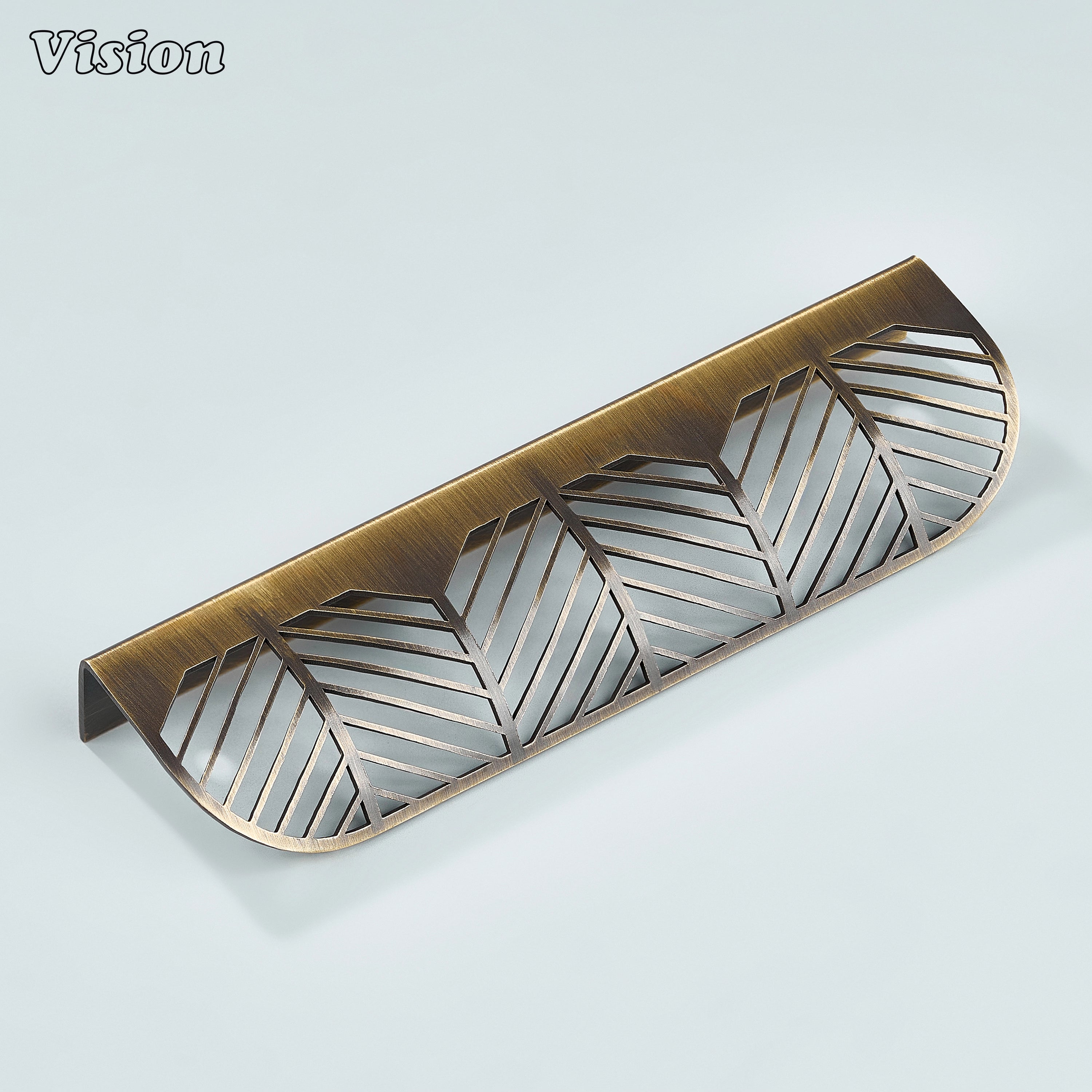 Plain brass cabinet handle in Antique Bronze with cut pattern for wardrobes