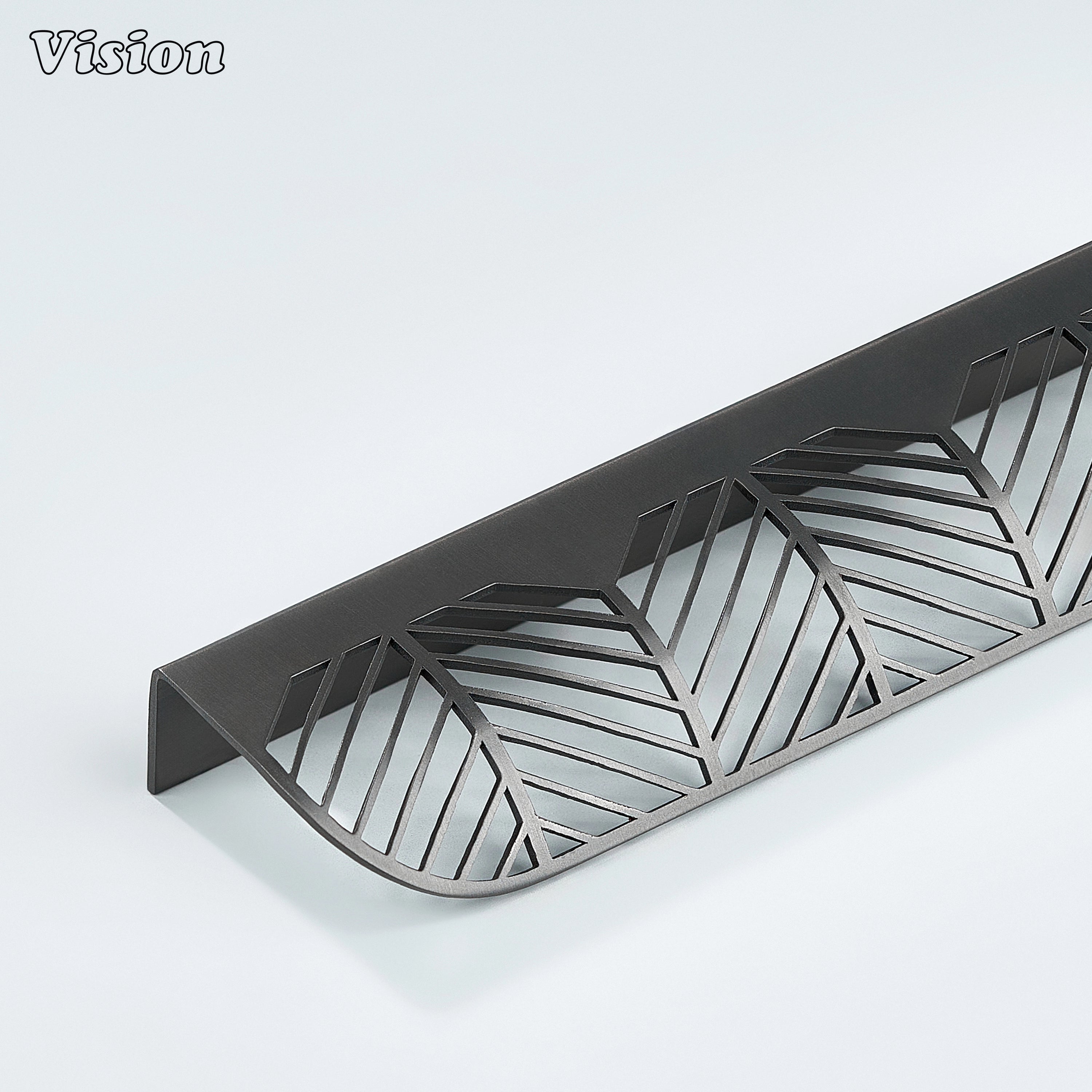 Plain cabinet handle in Gunmetal finish with leaf cut brass lip pull for cabinets