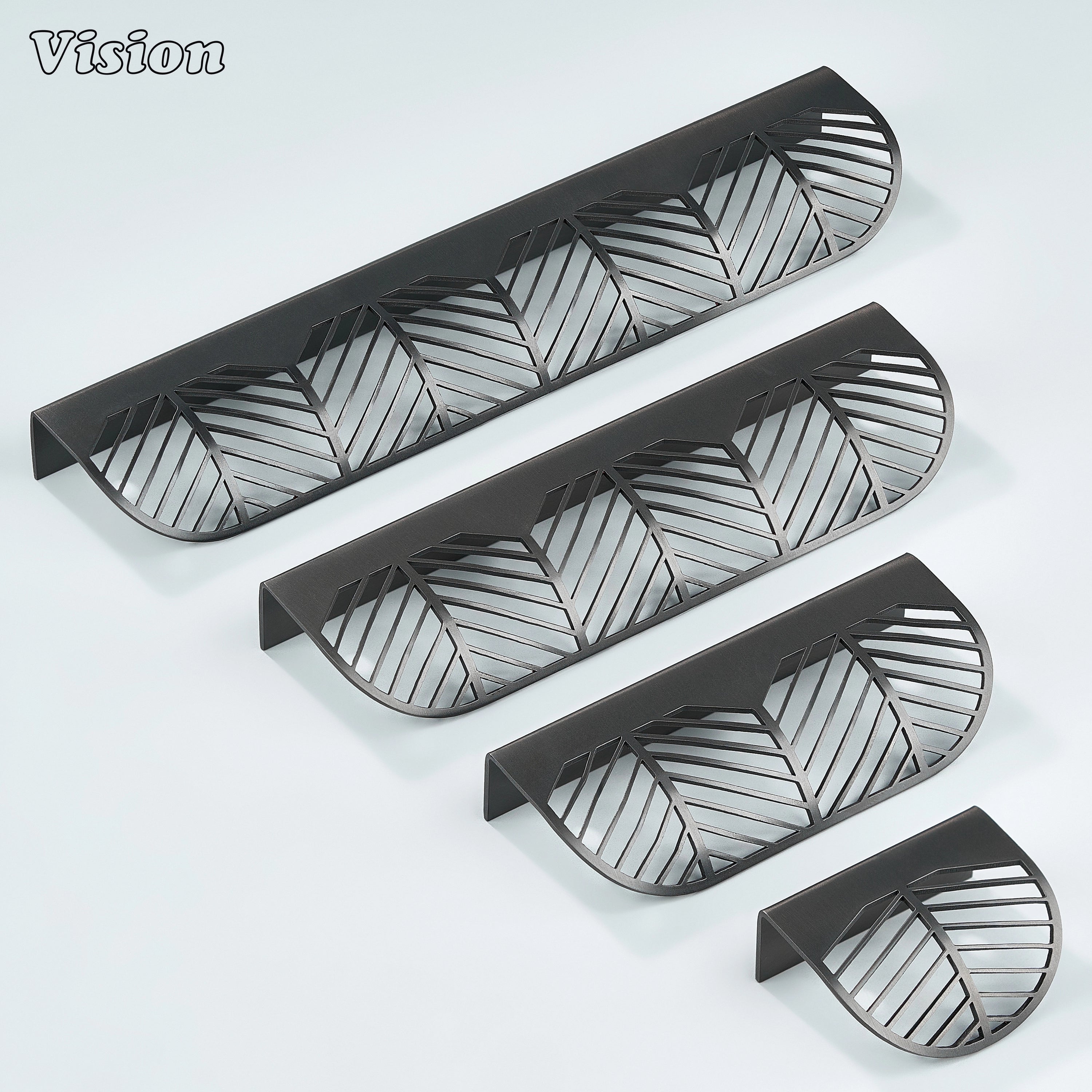 Gunmetal plain brass cabinet handle with decorative cut design for wardrobes