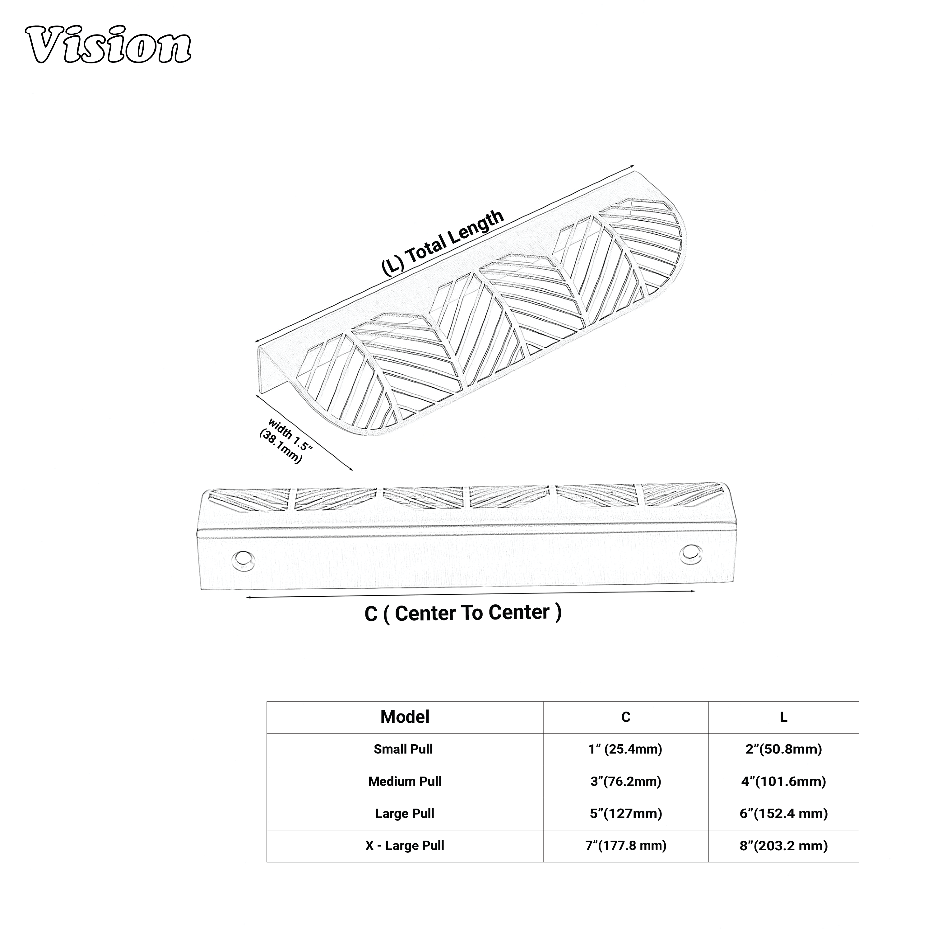 Gunmetal finish cabinet handle featuring leaf cut pattern for wardrobes