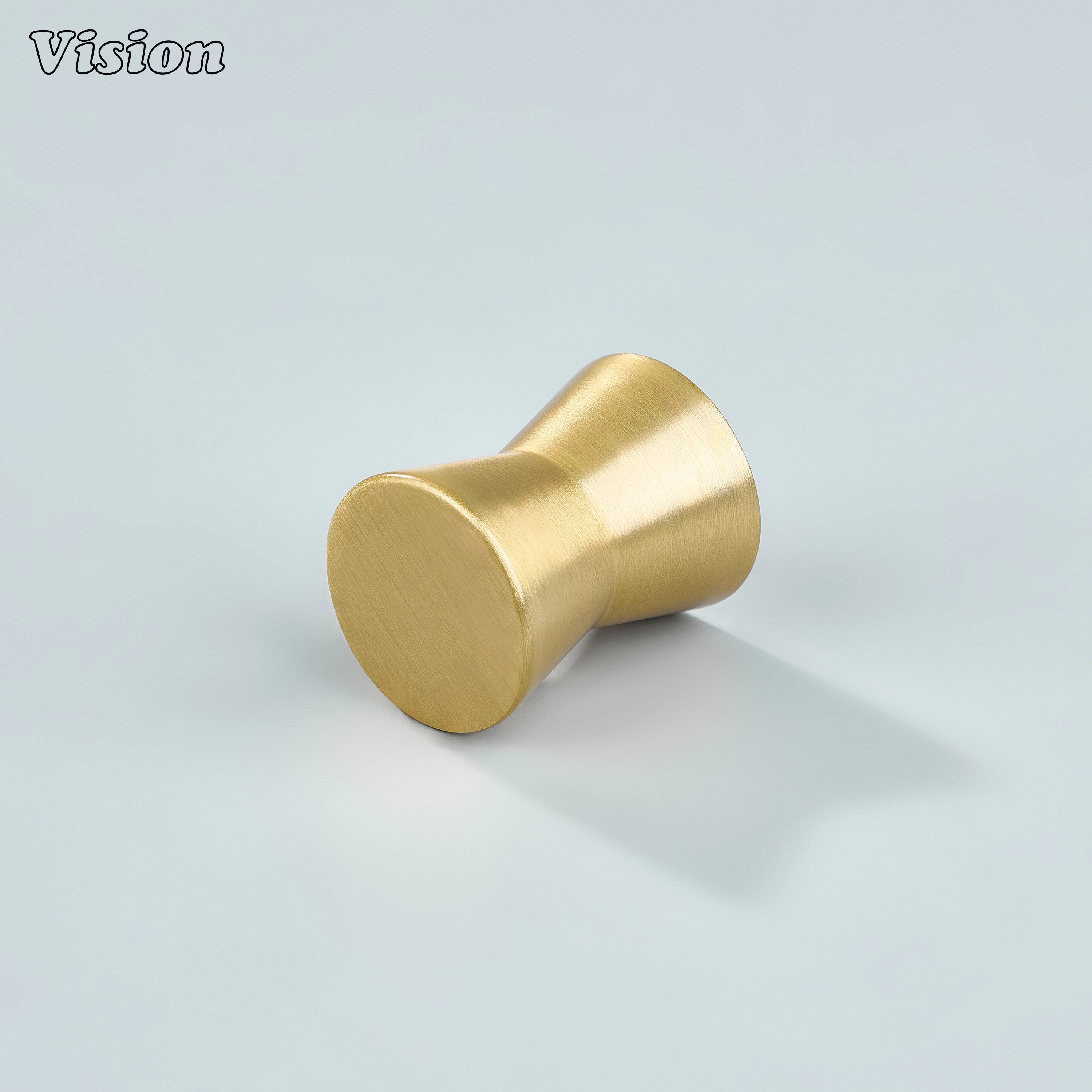 Solid brass cabinet knob with plain tapered diabolo profile in Gold for modern kitchen cabinets
