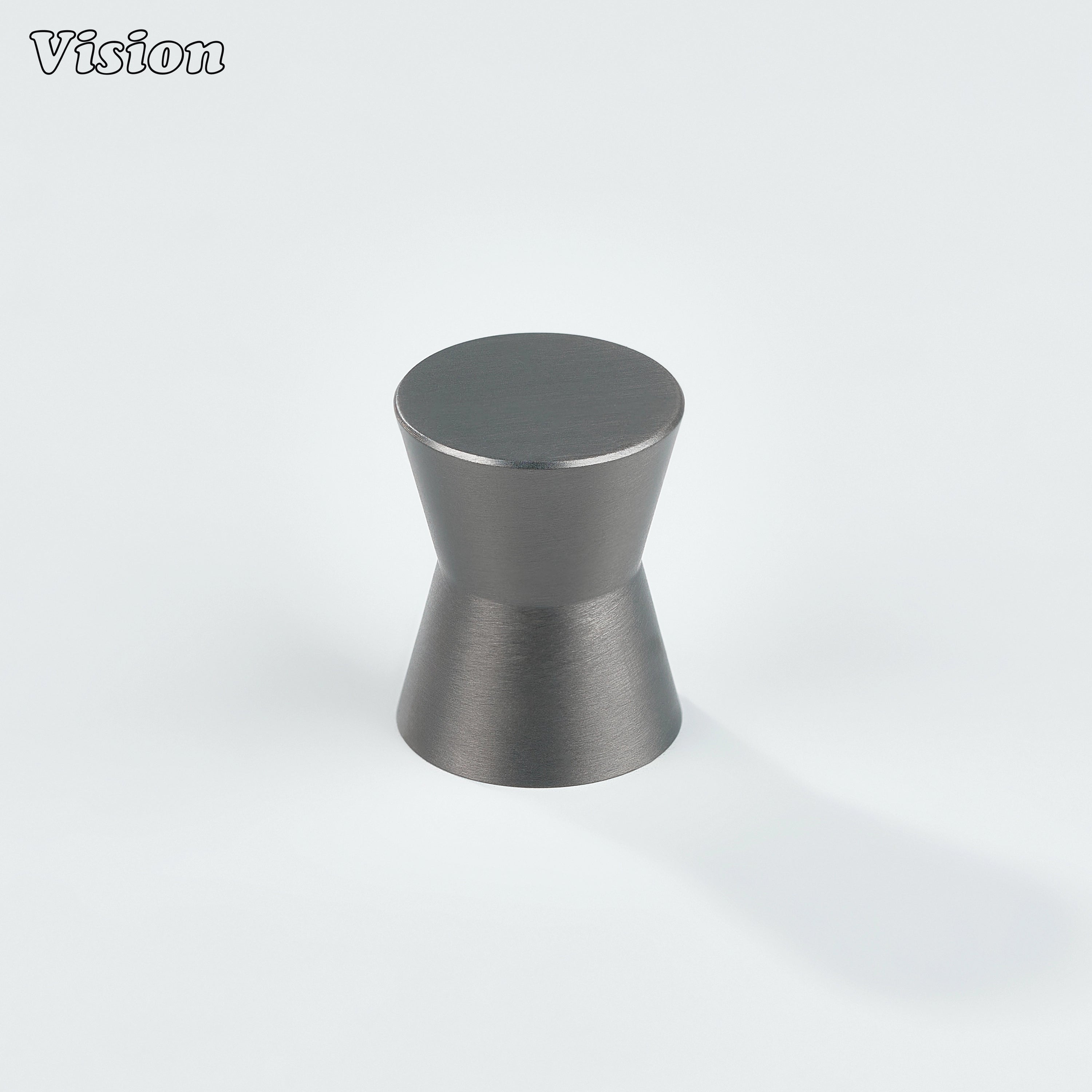 Modern cabinet knob in Gunmetal solid brass with clean tapered profile for cabinetry