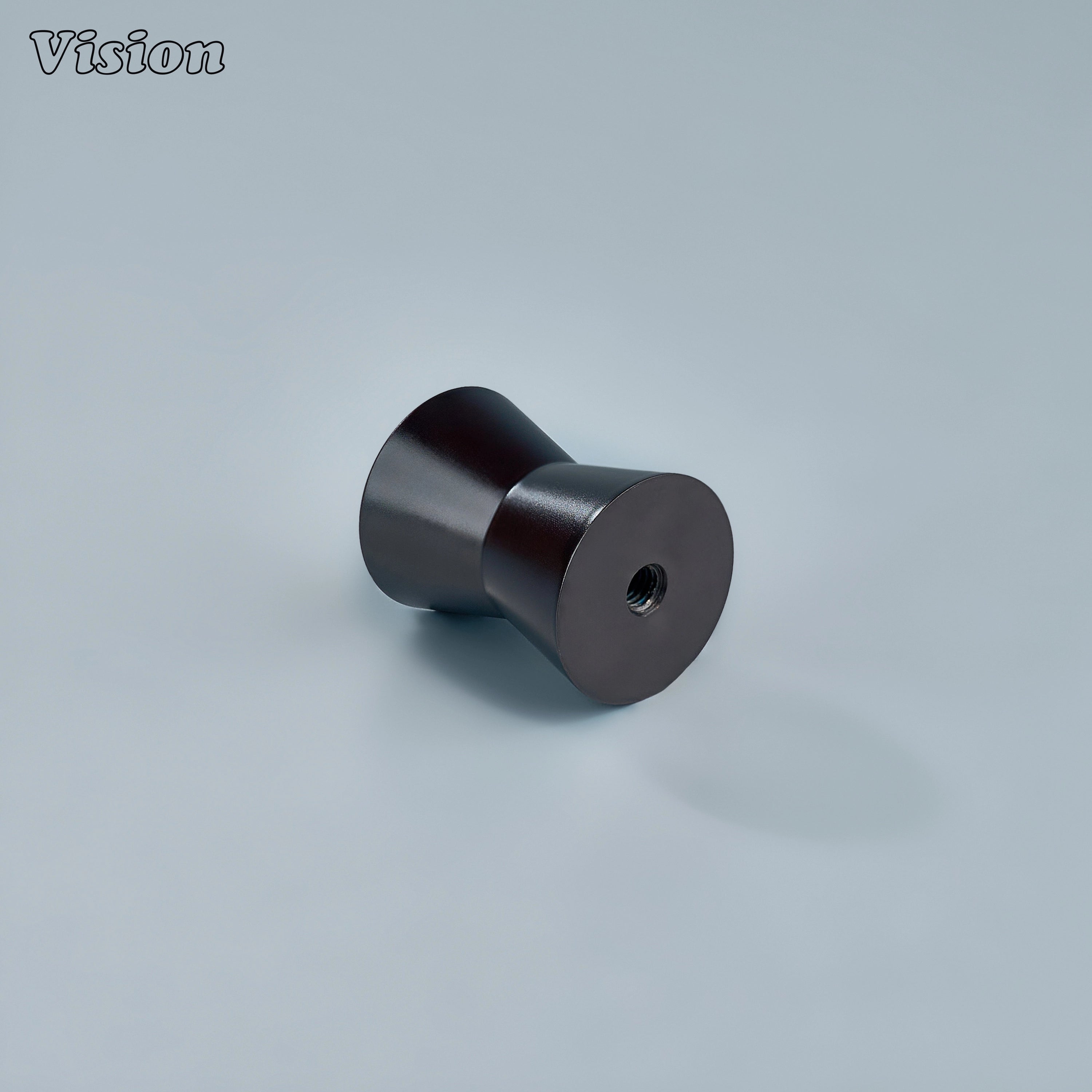 Modern solid brass cabinet knob in Silver with clean tapered profile for cabinetry