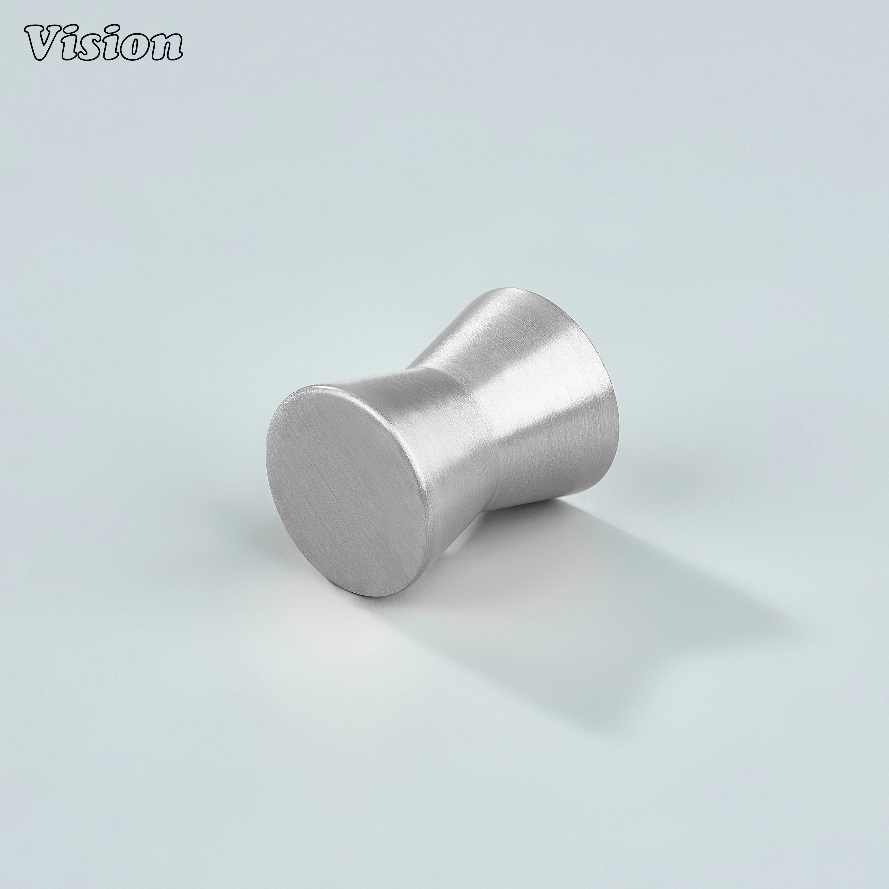 Solid brass cabinet knob with plain tapered diabolo profile in Silver for kitchen cabinets