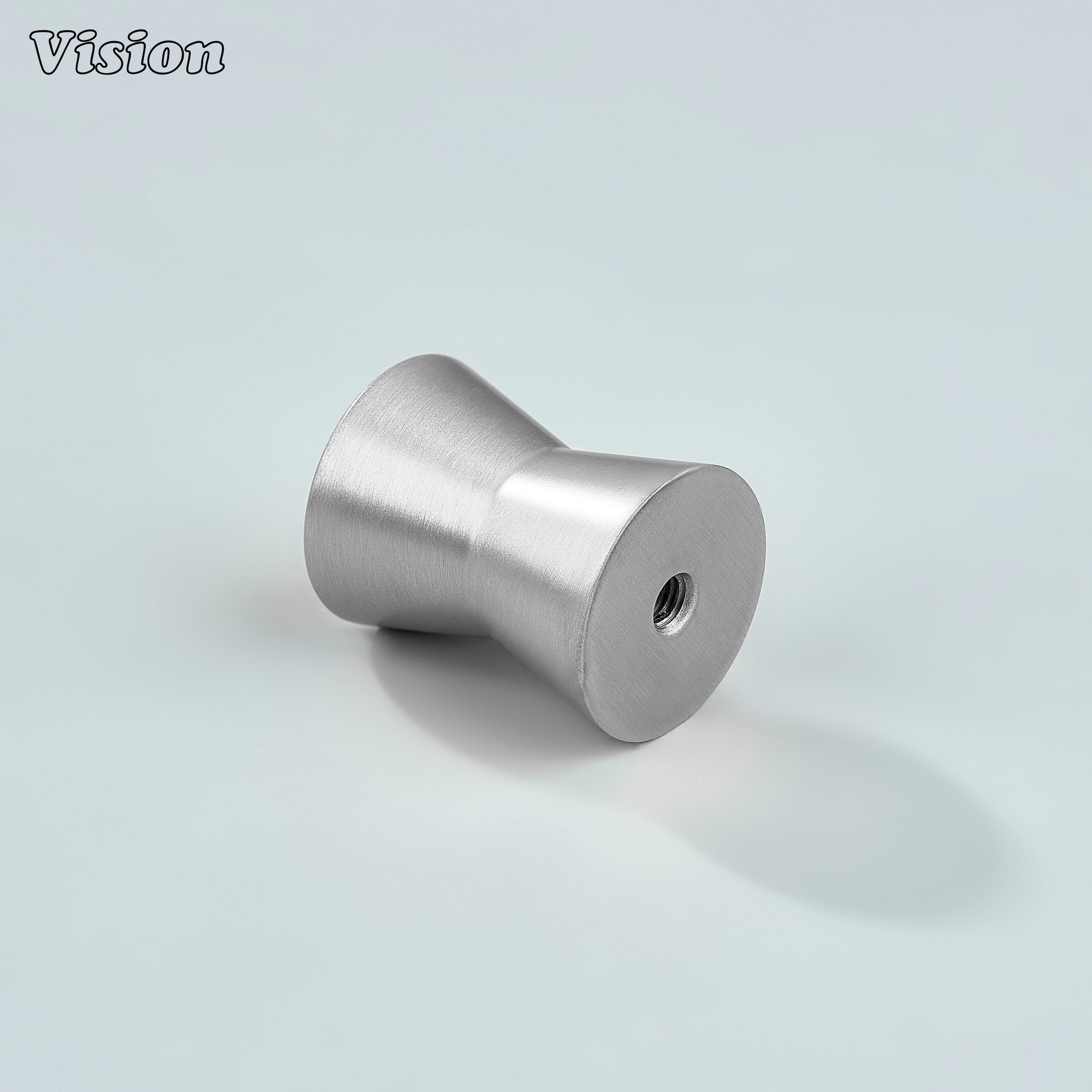 Silver finish cabinet knob in solid brass designed for furniture drawers