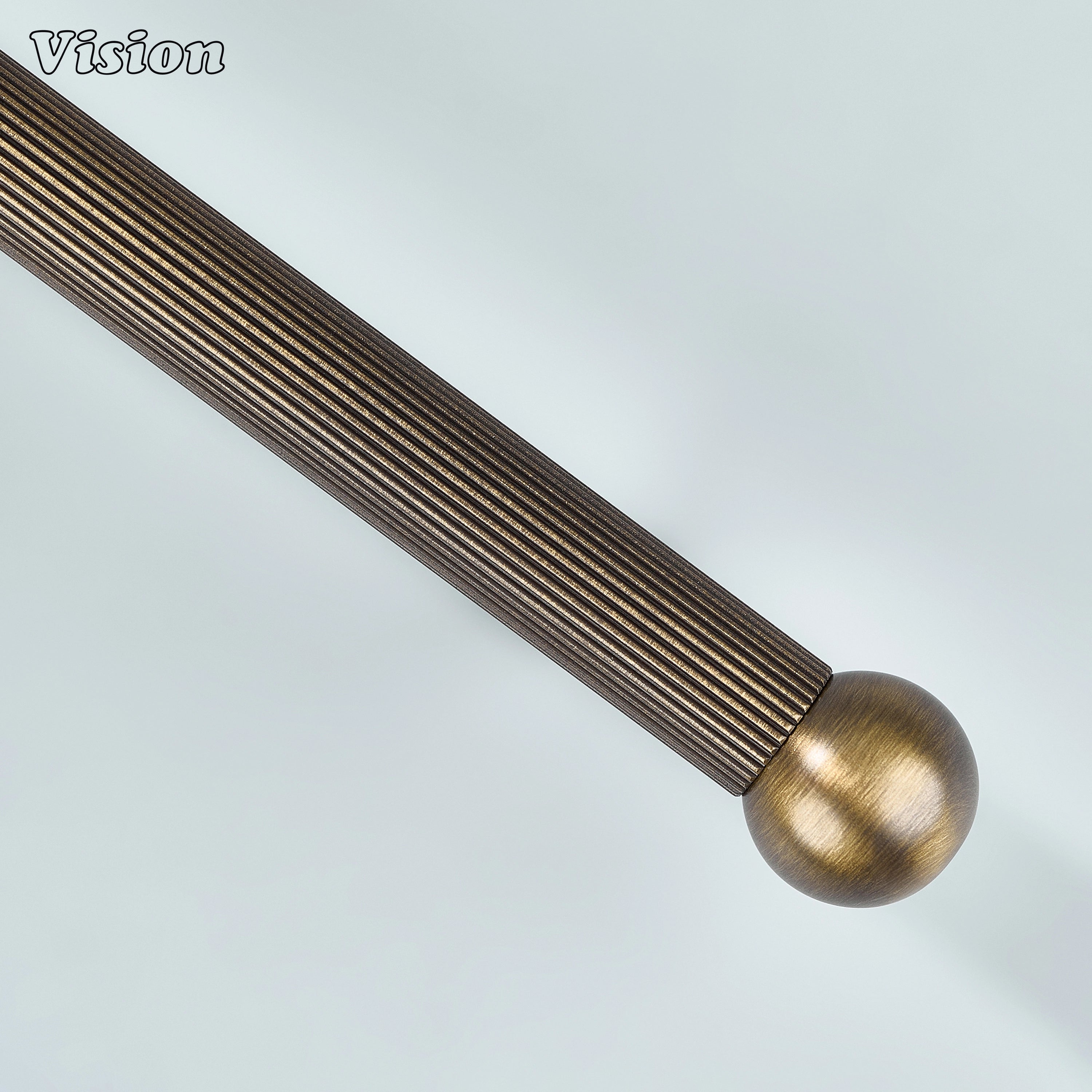 Antique Bronze cabinet handle featuring knurled grip, sphere ends, and sturdy cylindrical legs.