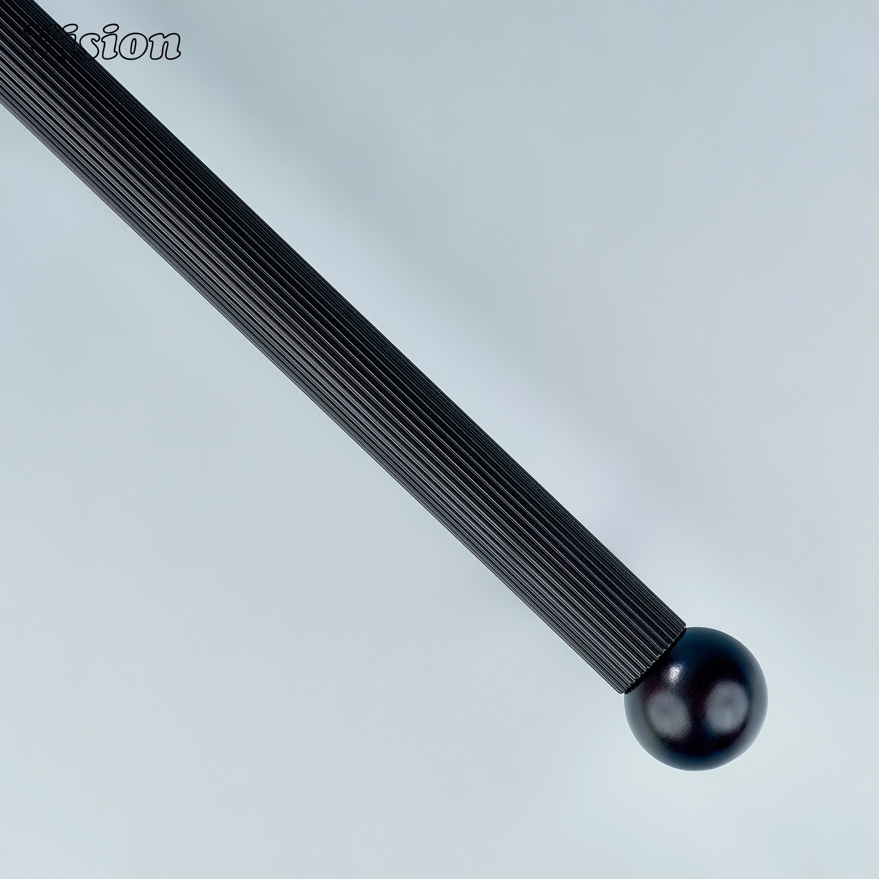 Oil Rubbed Bronze brass linear handle featuring knurled grip and decorative ball ends.