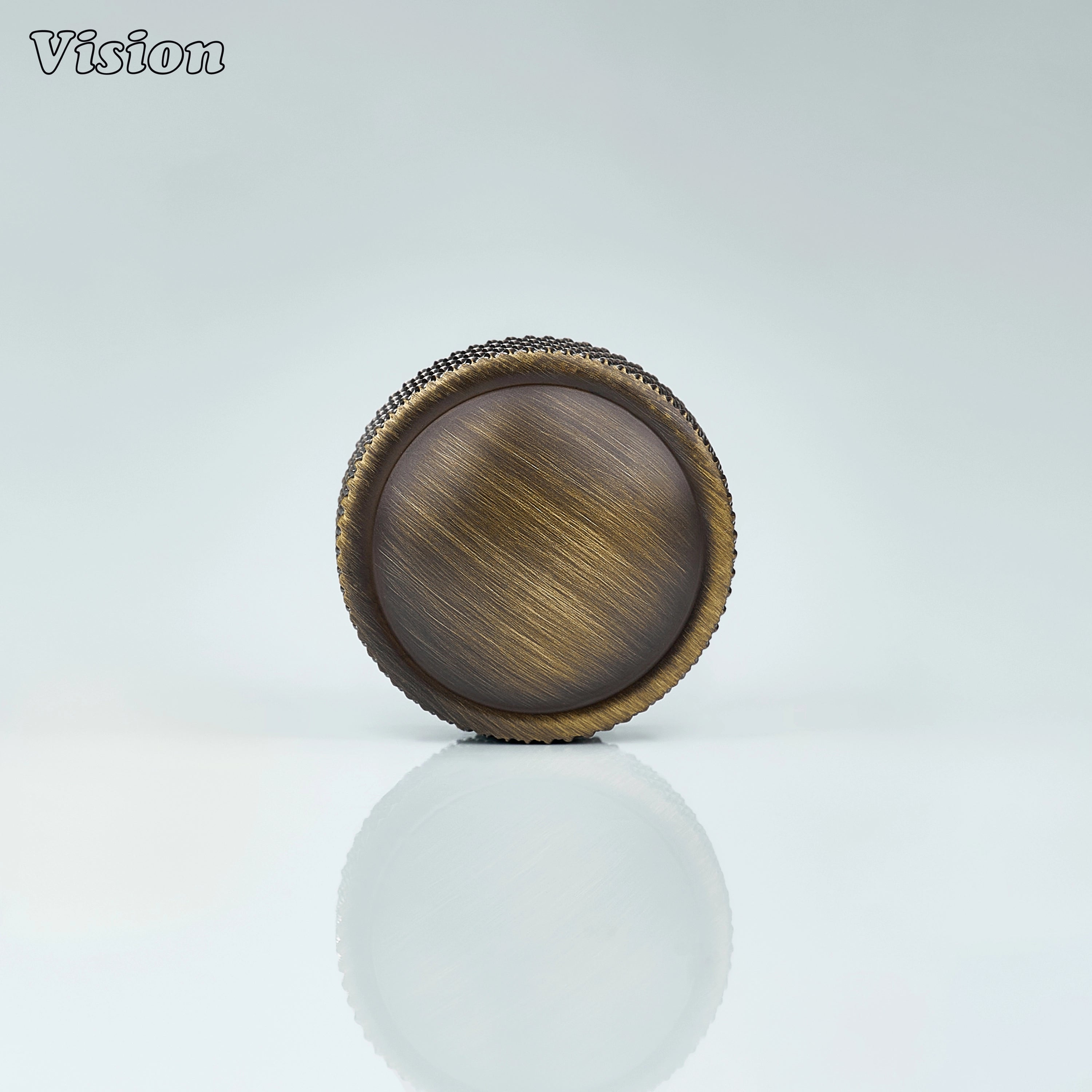 Solid brass Antique Bronze cabinet knob with knurled detailing for cabinet doors