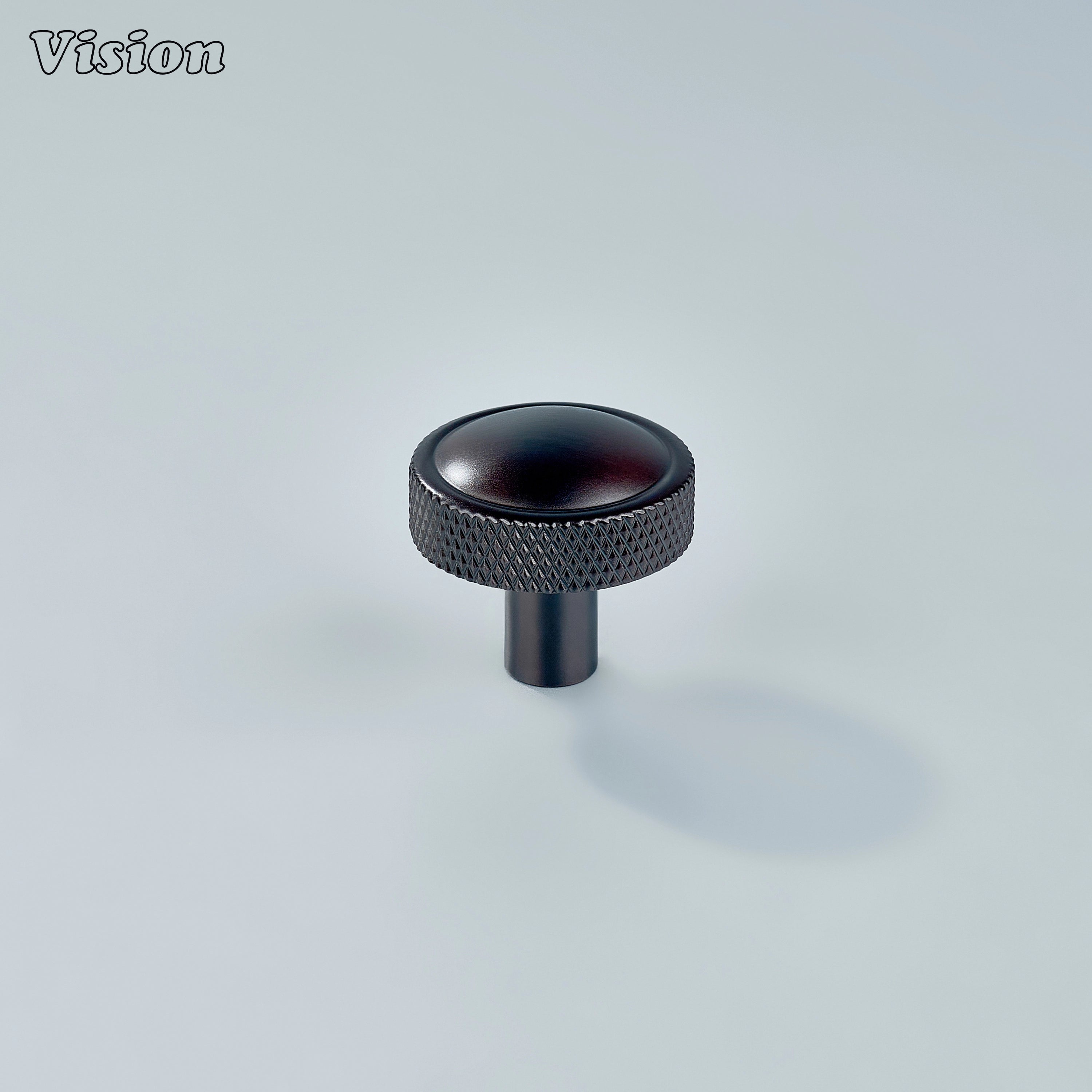 Oil Rubbed Bronze round cabinet knob with knurled profile for classic cabinet hardware