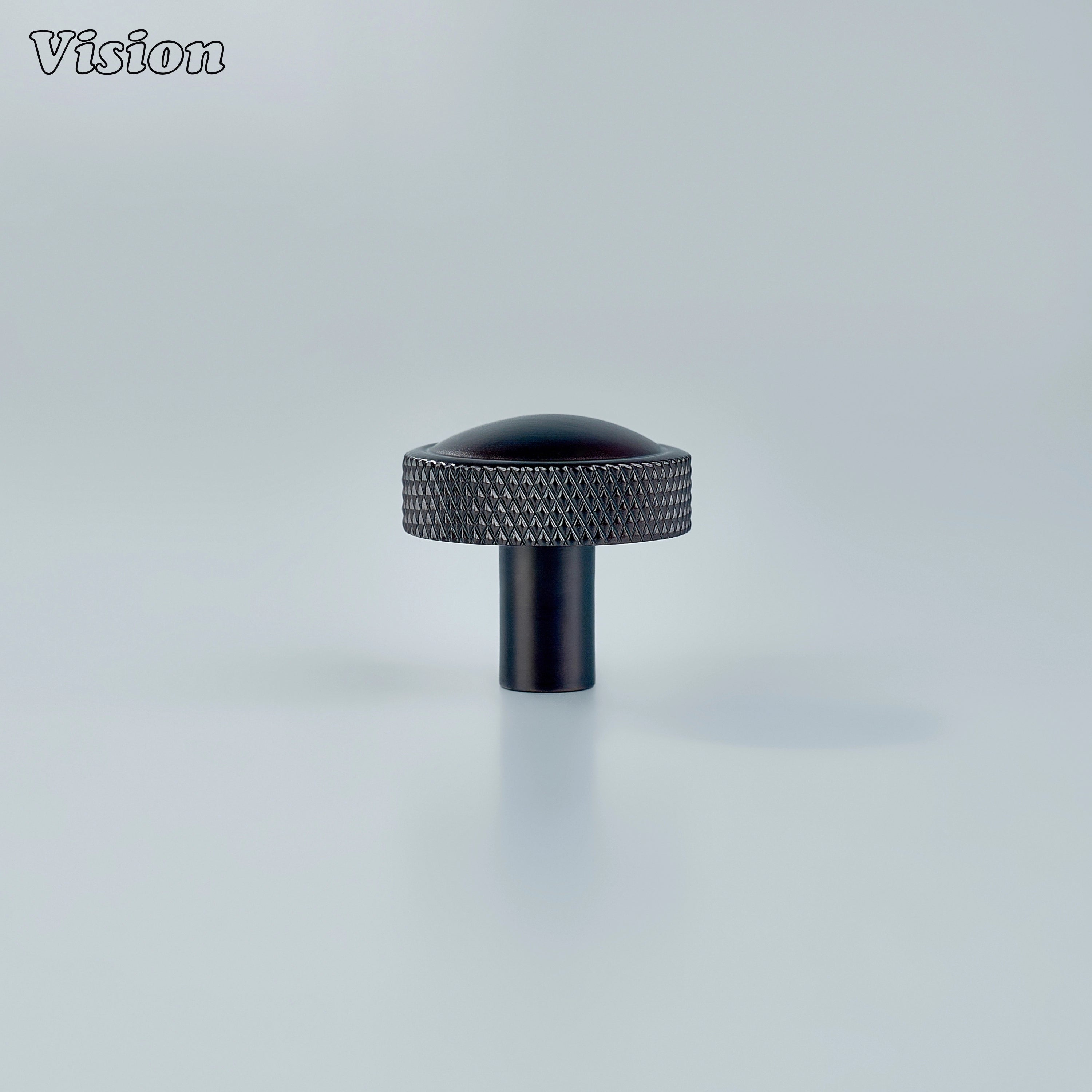 Knurled round cabinet knob in Oil Rubbed Bronze finish for wardrobes and drawers