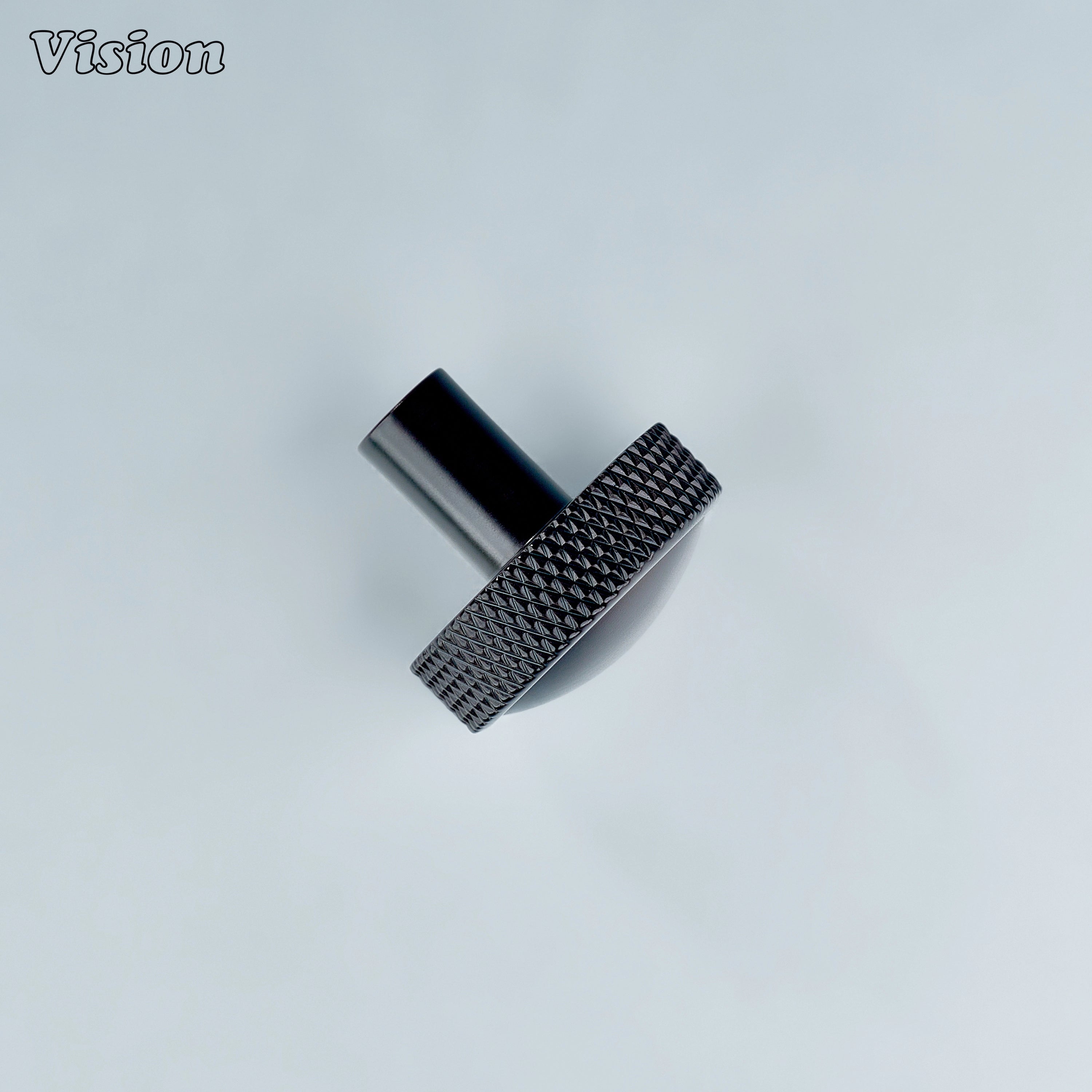 Knurled Oil Rubbed Bronze cabinet knob with cylindrical stem for drawer fronts