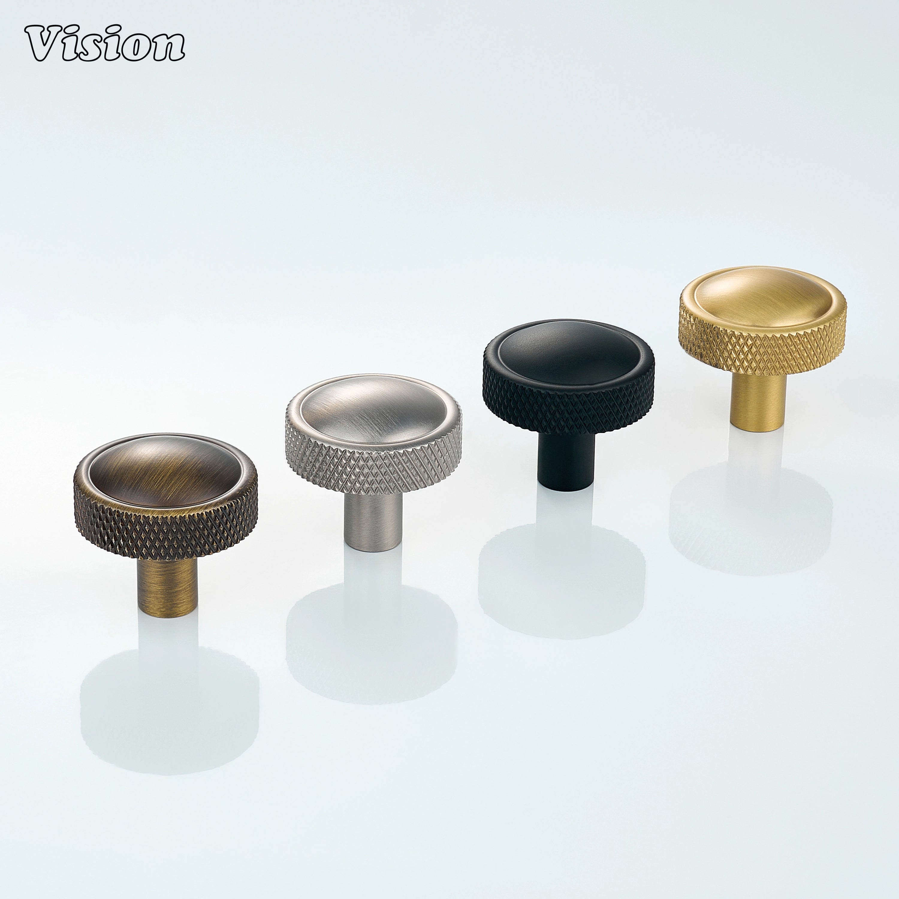 Knurled round cabinet knob in Silver finish for wardrobe and drawer hardware