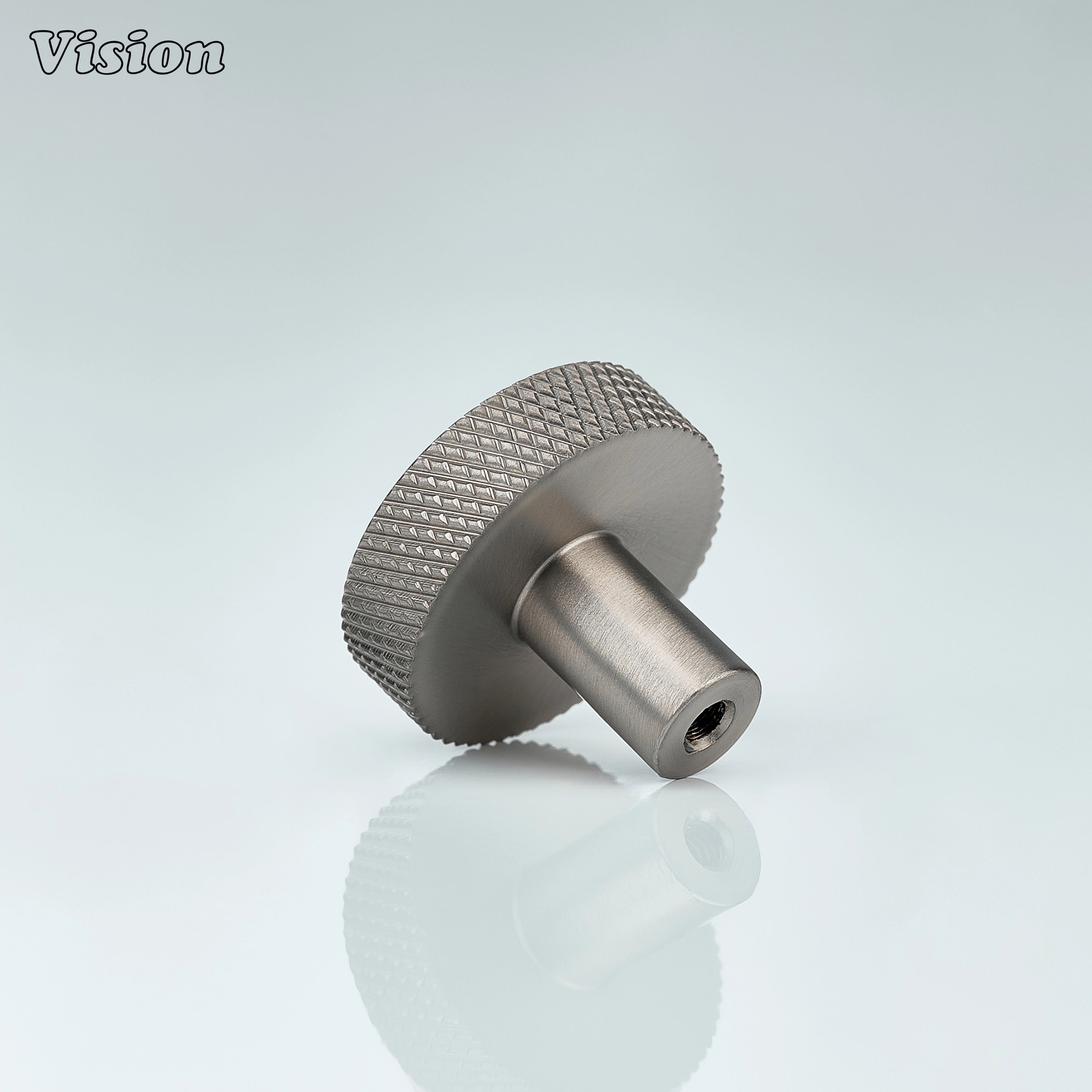 Textured knurled cabinet knob in Silver finish for cabinet doors