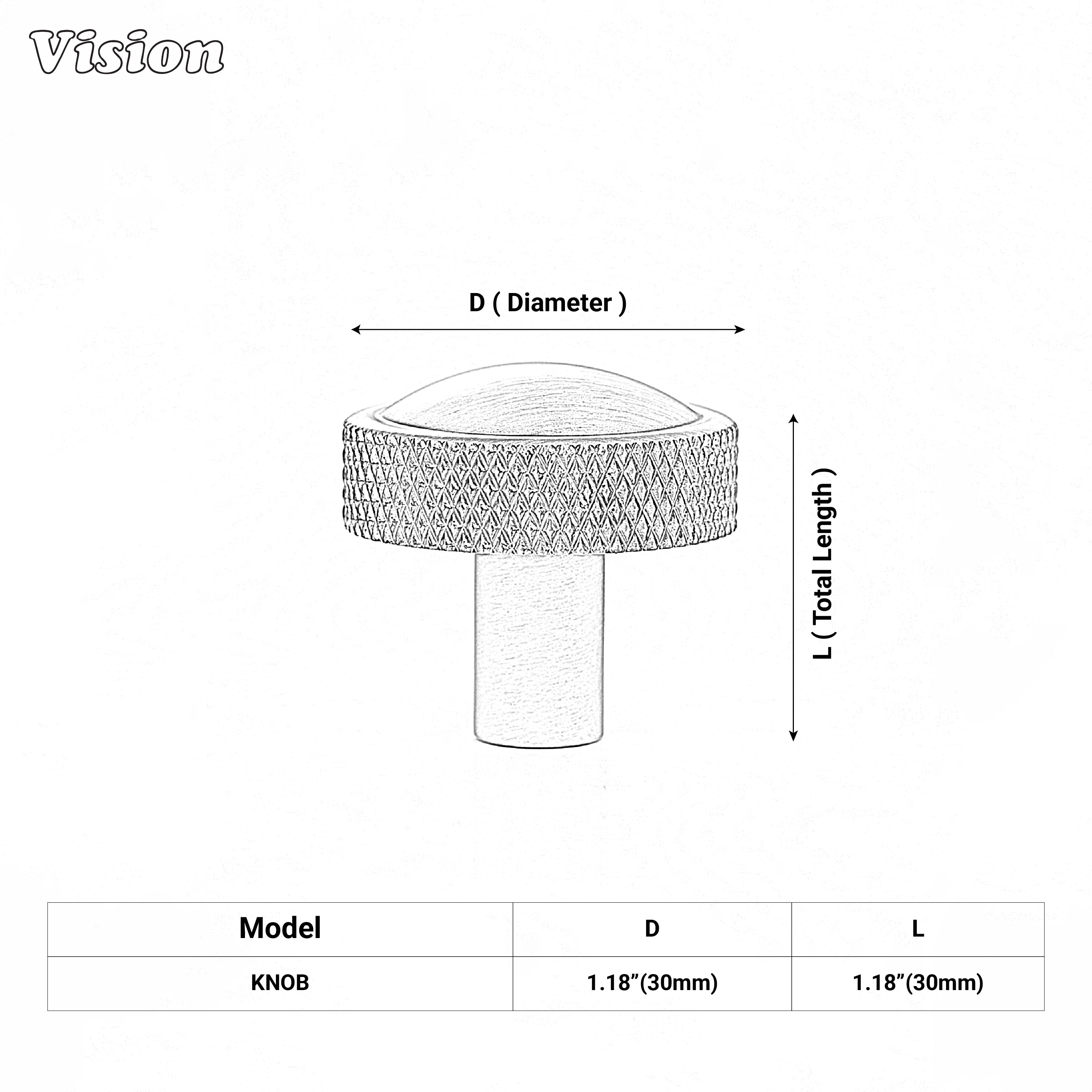 Silver finished cabinet knob with cylindrical stem for drawers