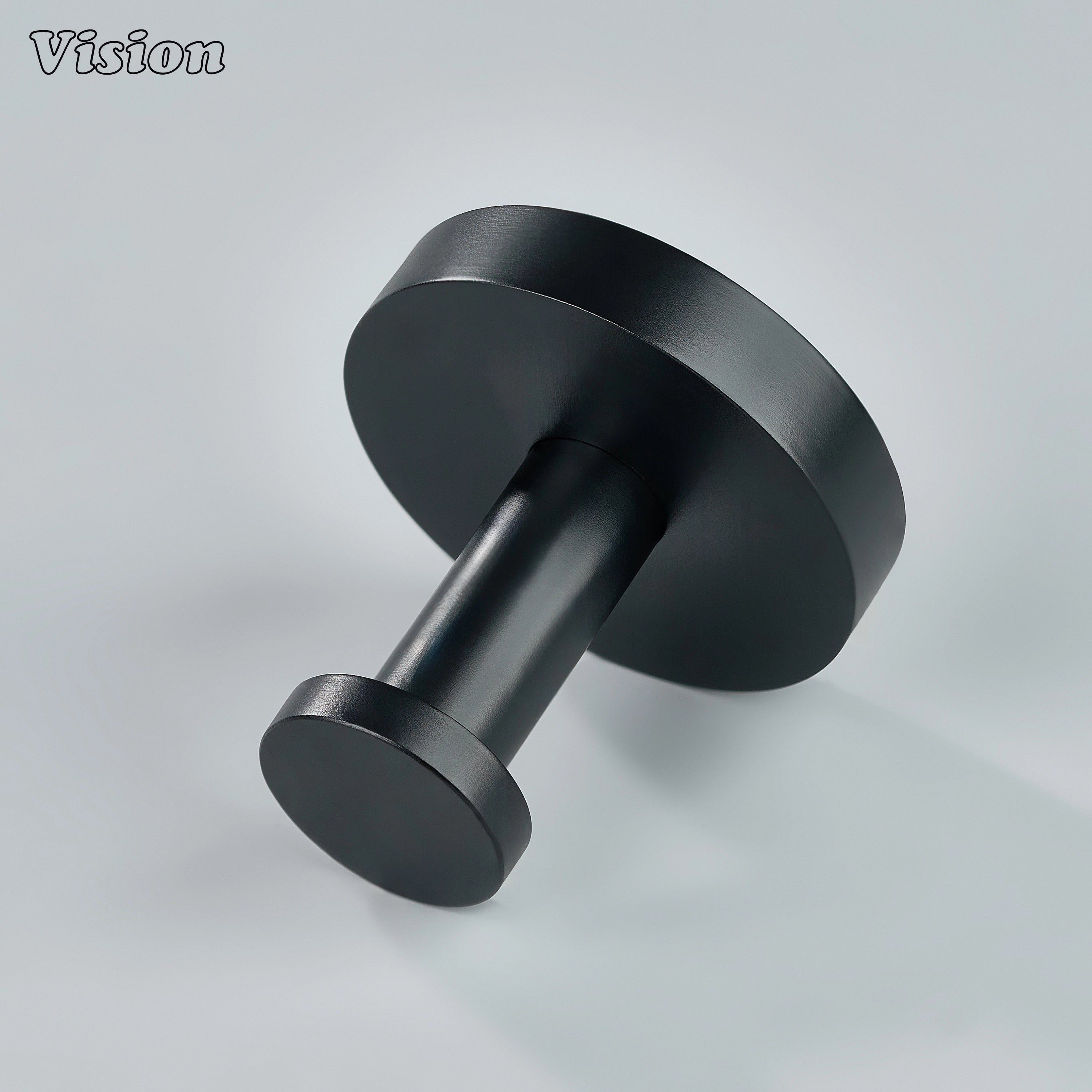 Solid brass wall hook in Black with smooth round profile for towels