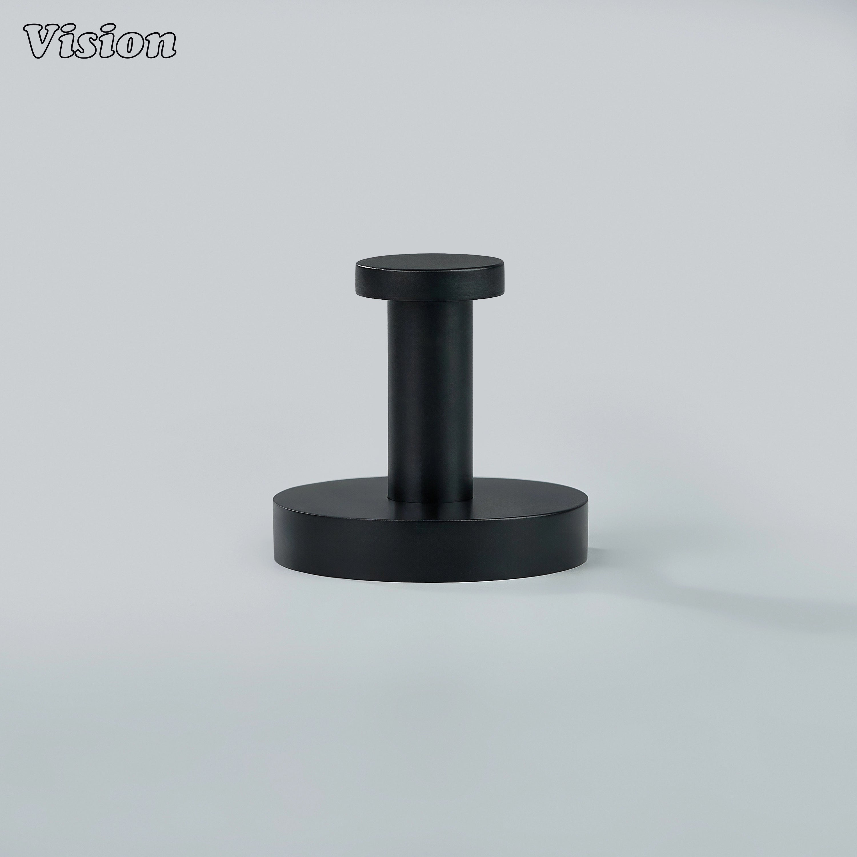 Black finish plain wall hook with flat circular mount for closets