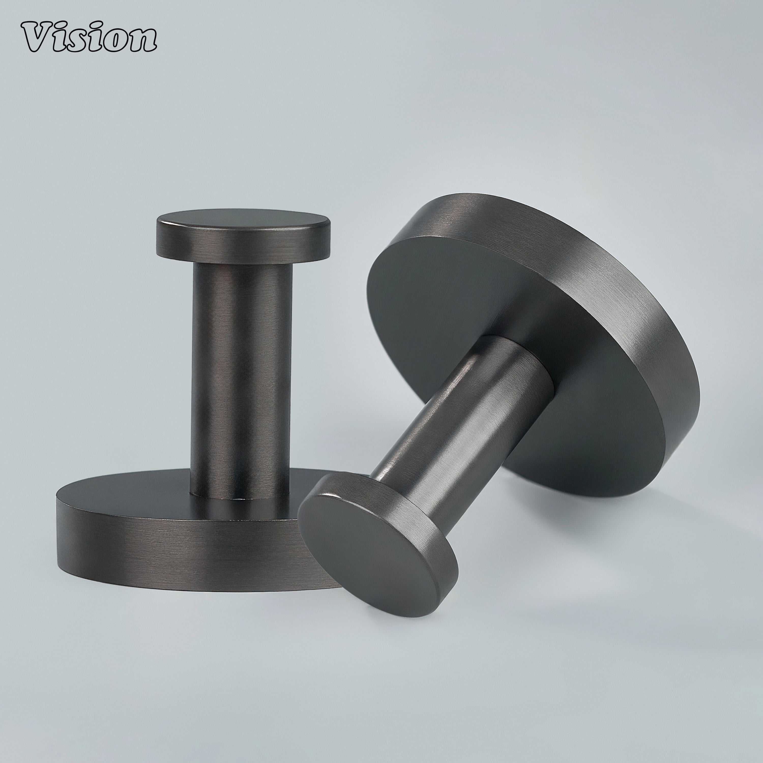 Plain brass wall hook in Gunmetal finish with round base for modern bathrooms
