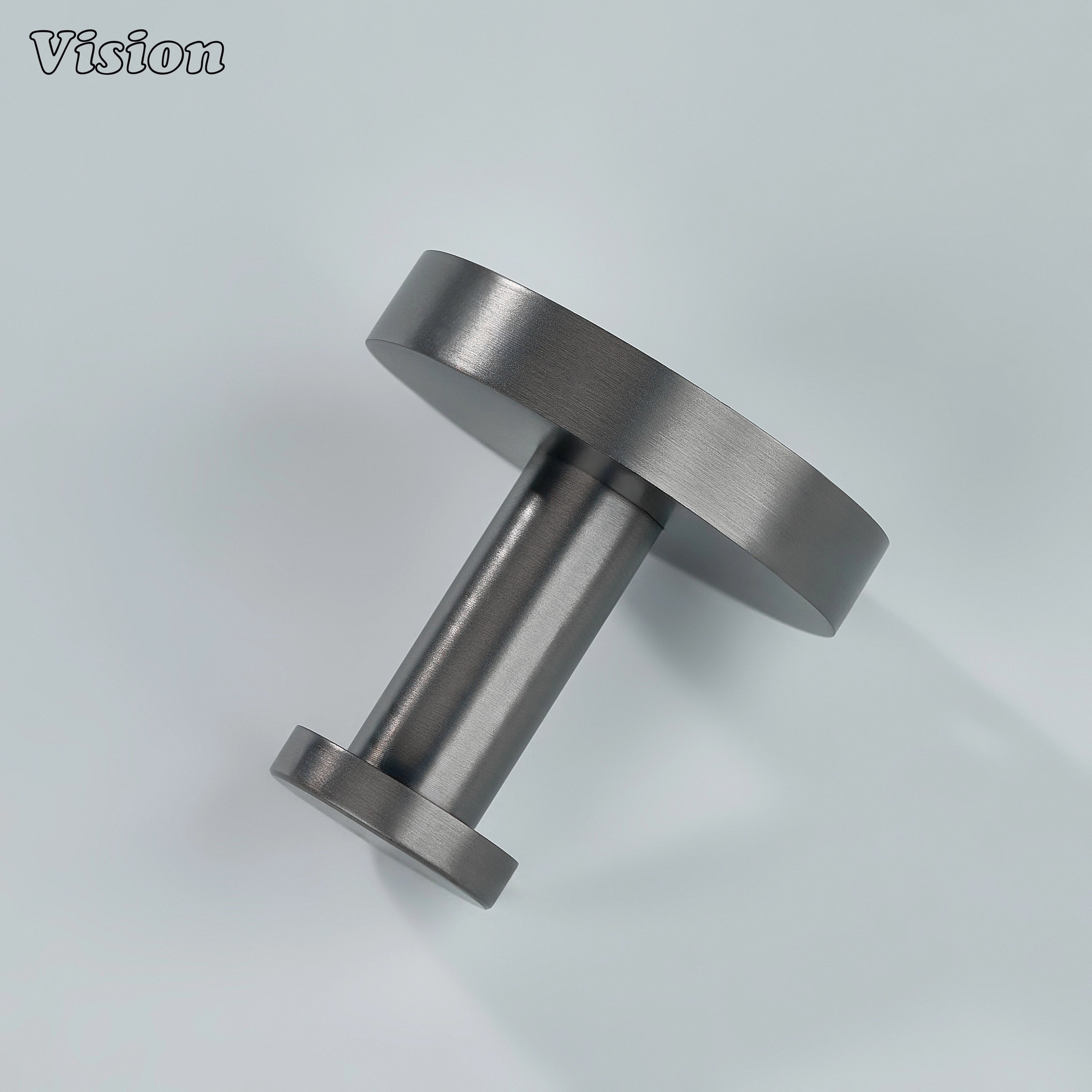 Gunmetal finish plain wall hook with flat circular mount for closets