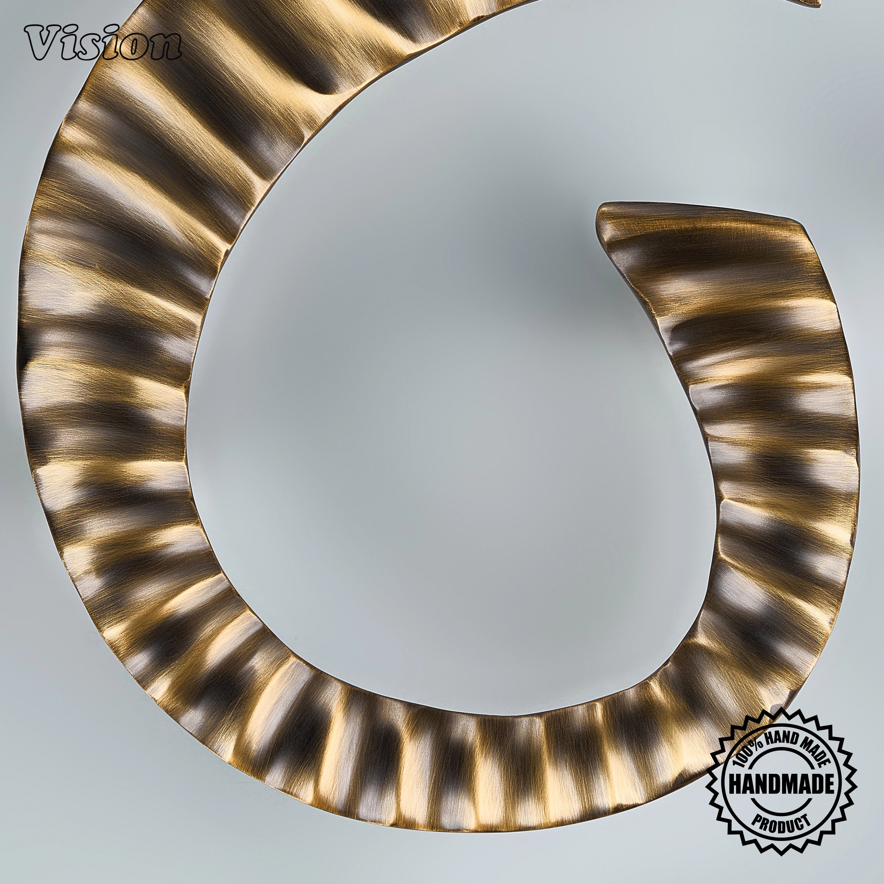 Calyx Antique Bronze solid brass door handle with flowing fluted ridges for luxury residential entrance doors.