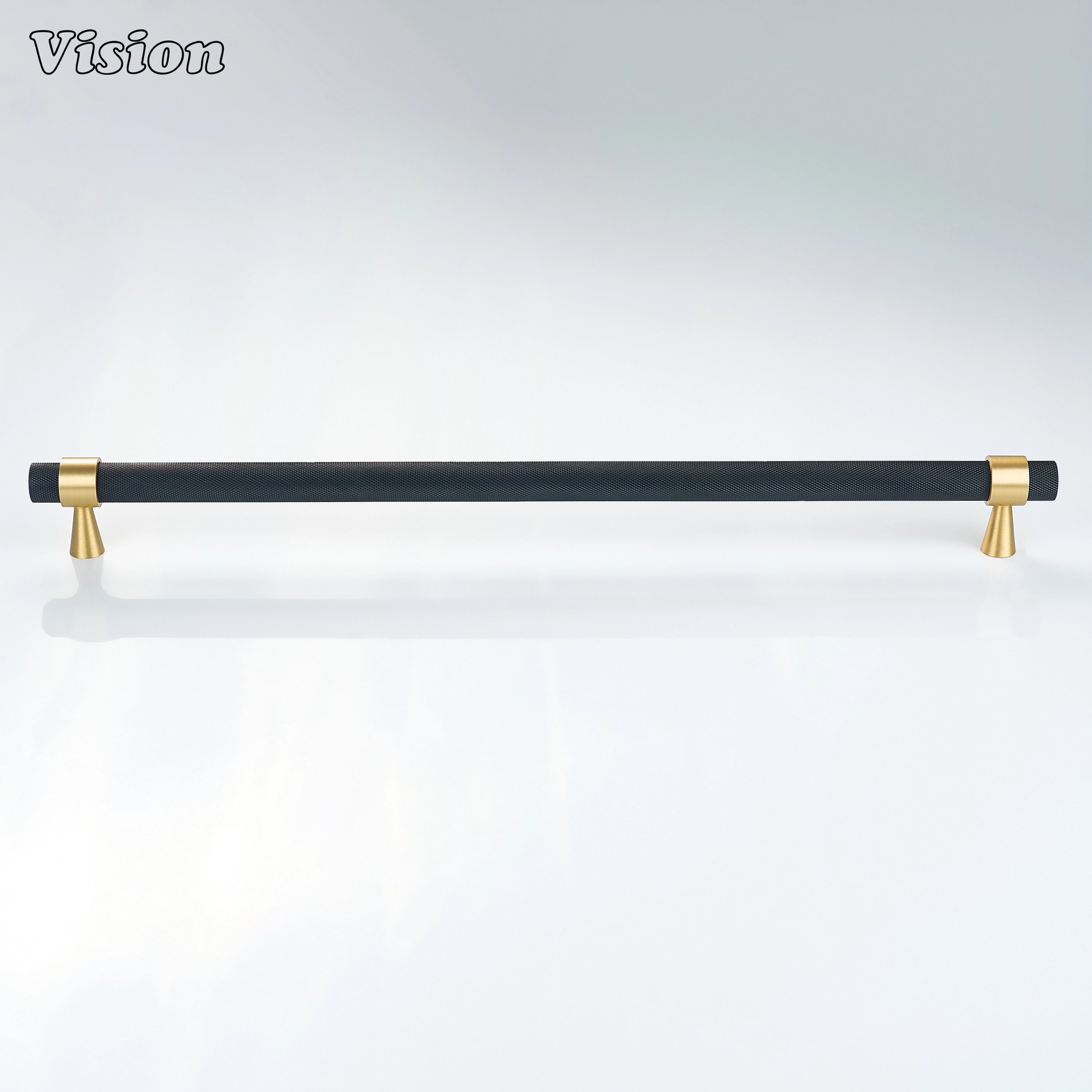 Black and Gold appliance handle with solid brass construction for heavy appliance doors.