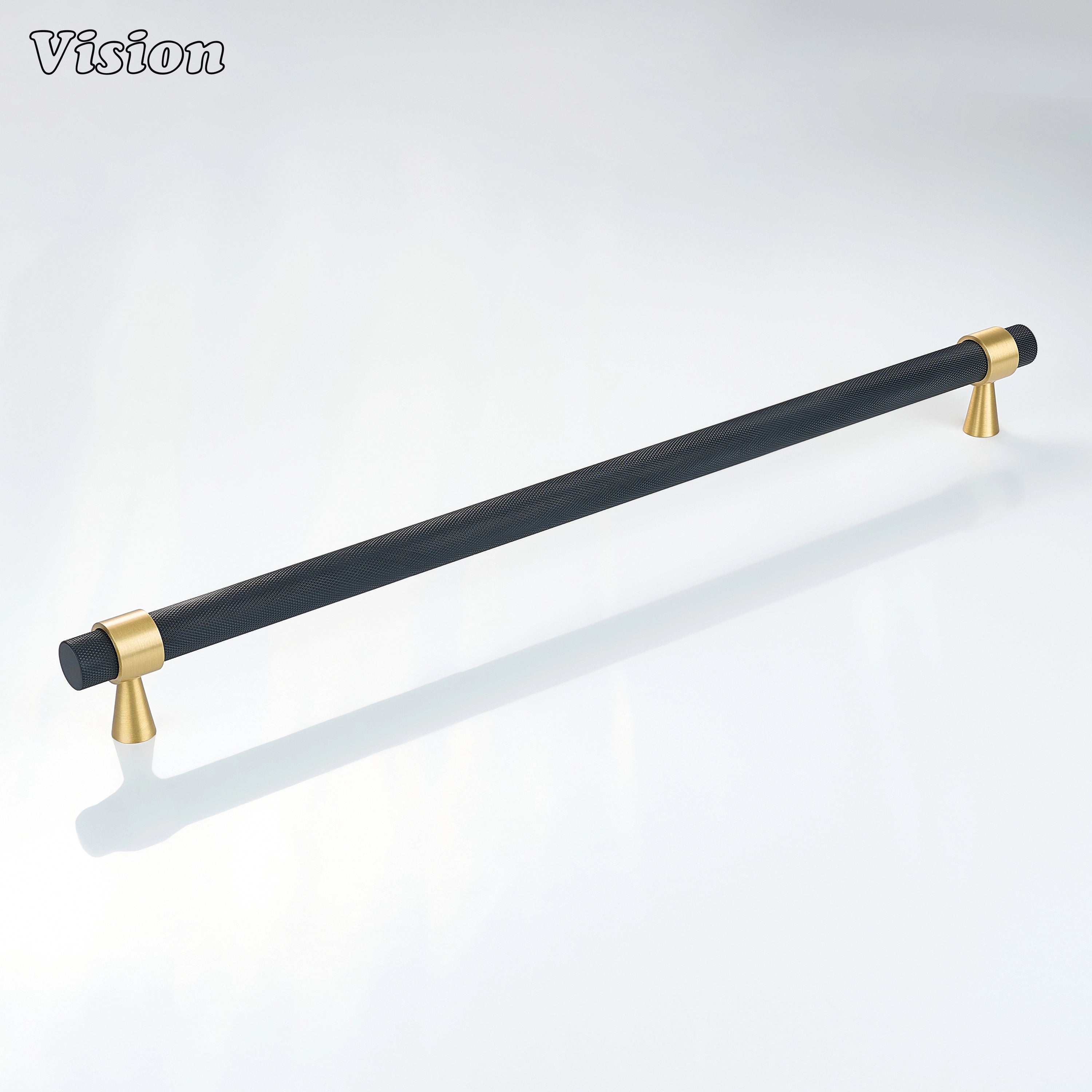 Black and Gold diamond knurled appliance pull for premium integrated freezer cabinetry.