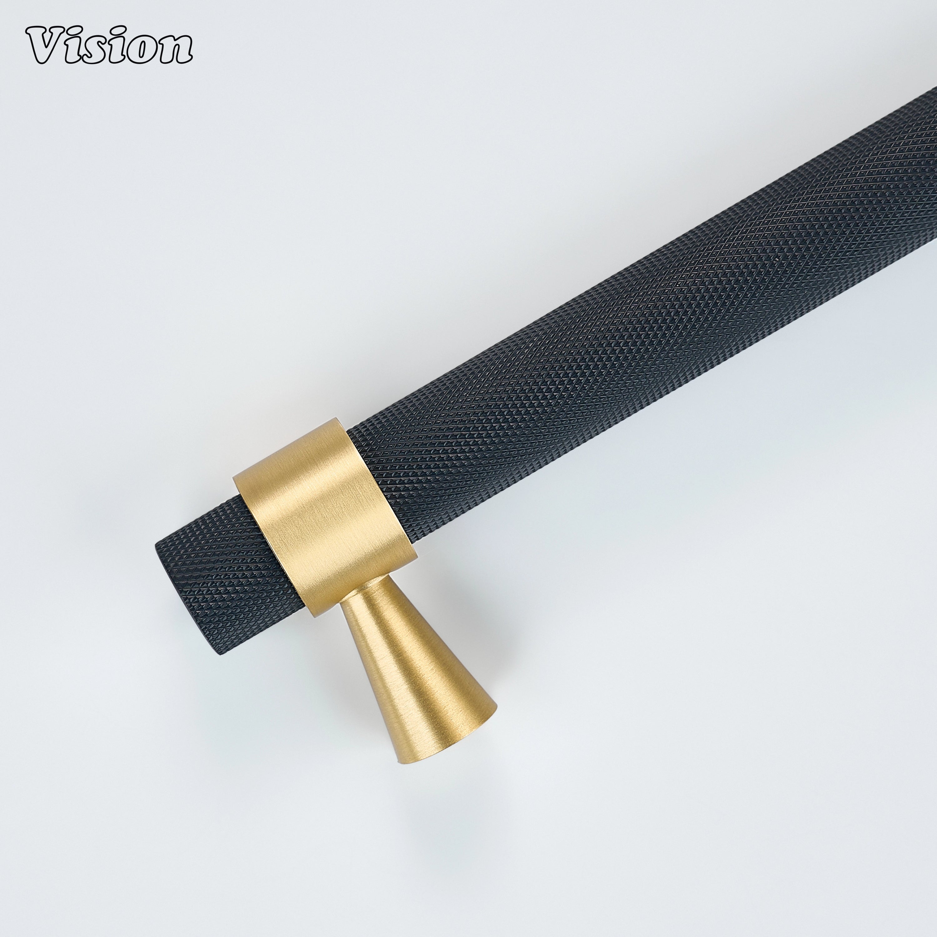 Black and Gold textured brass appliance handle with industrial-inspired styling.