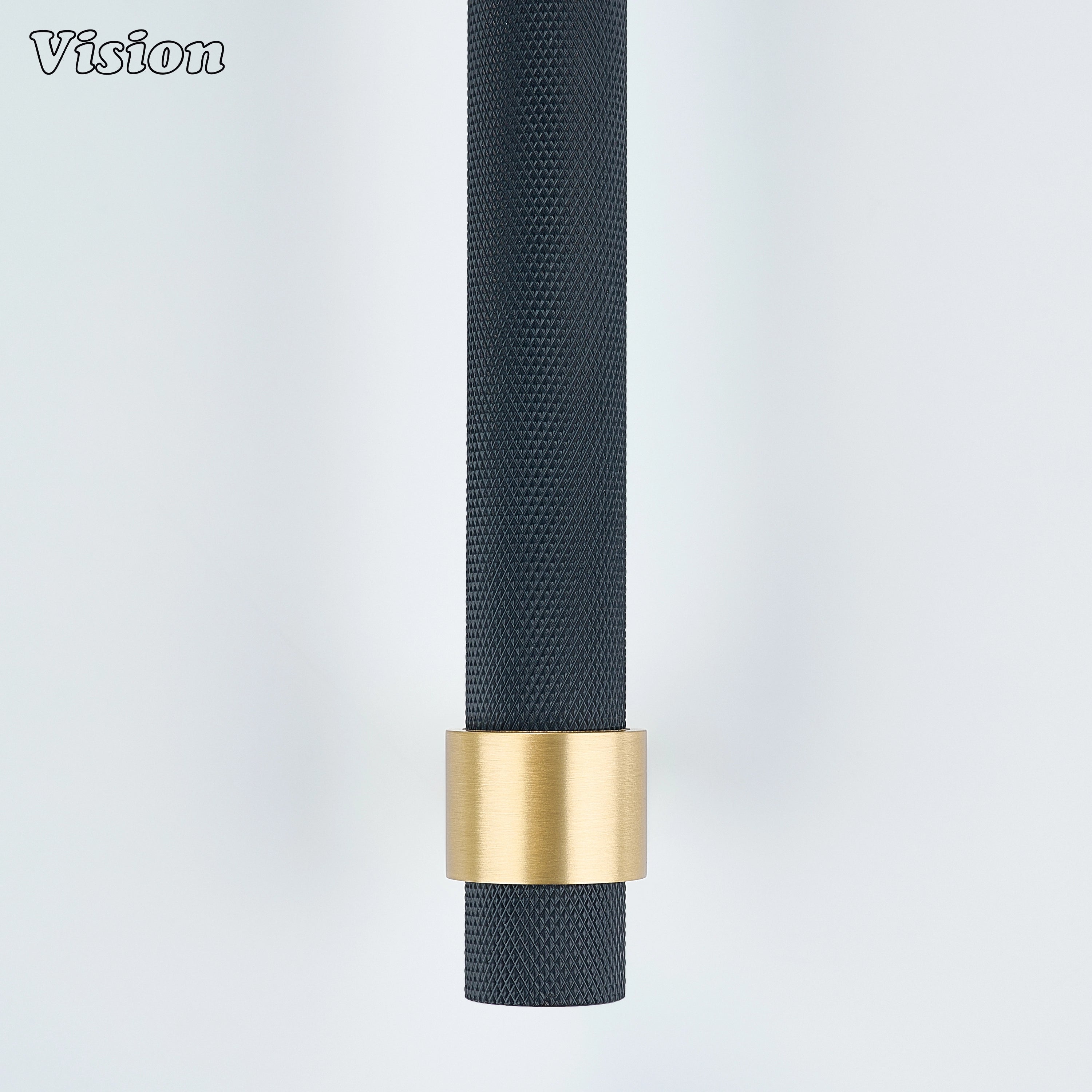 Black and Gold knurled brass appliance handle for designer pantry appliance cabinetry.