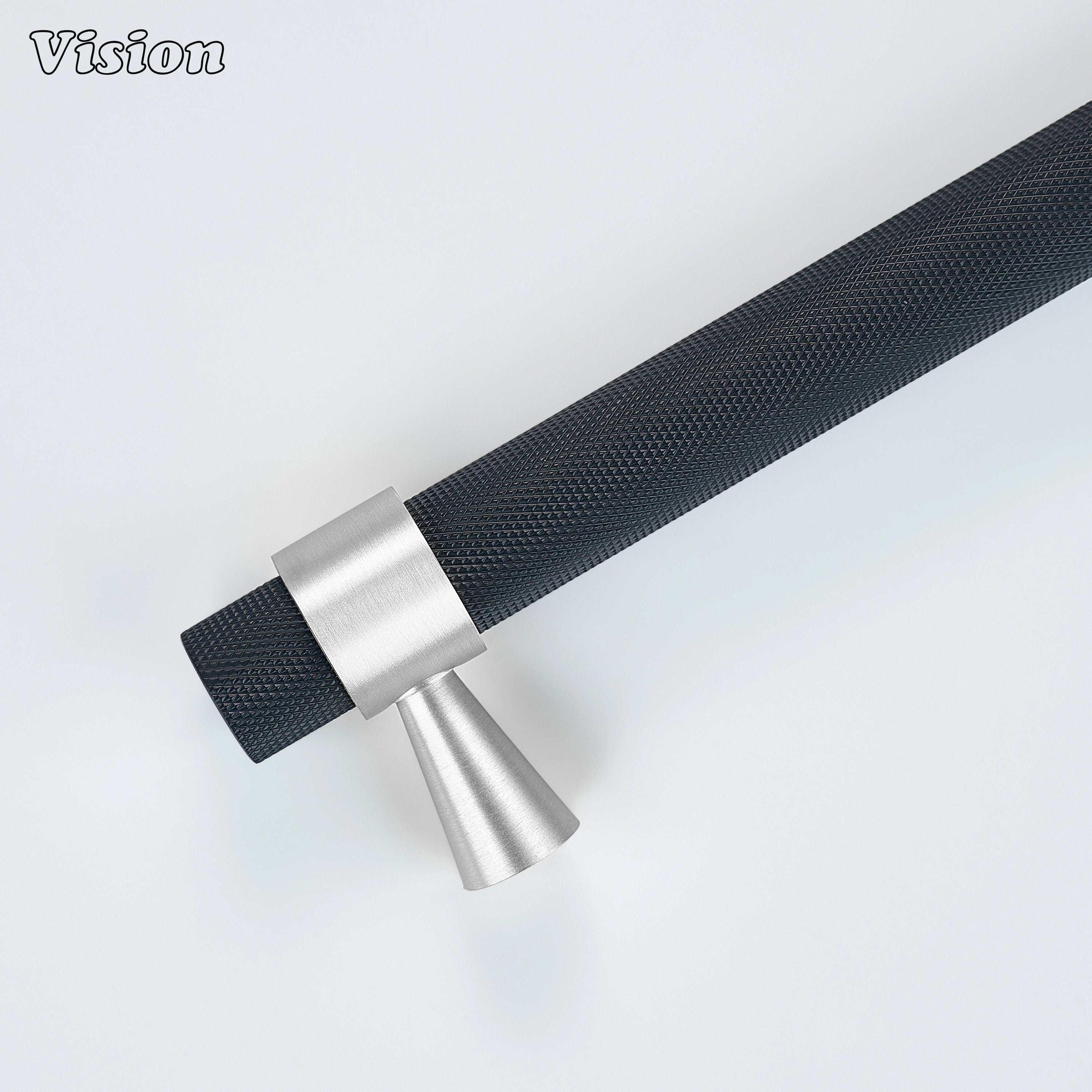 Black and Silver appliance pull providing secure grip for luxury built-in appliances.