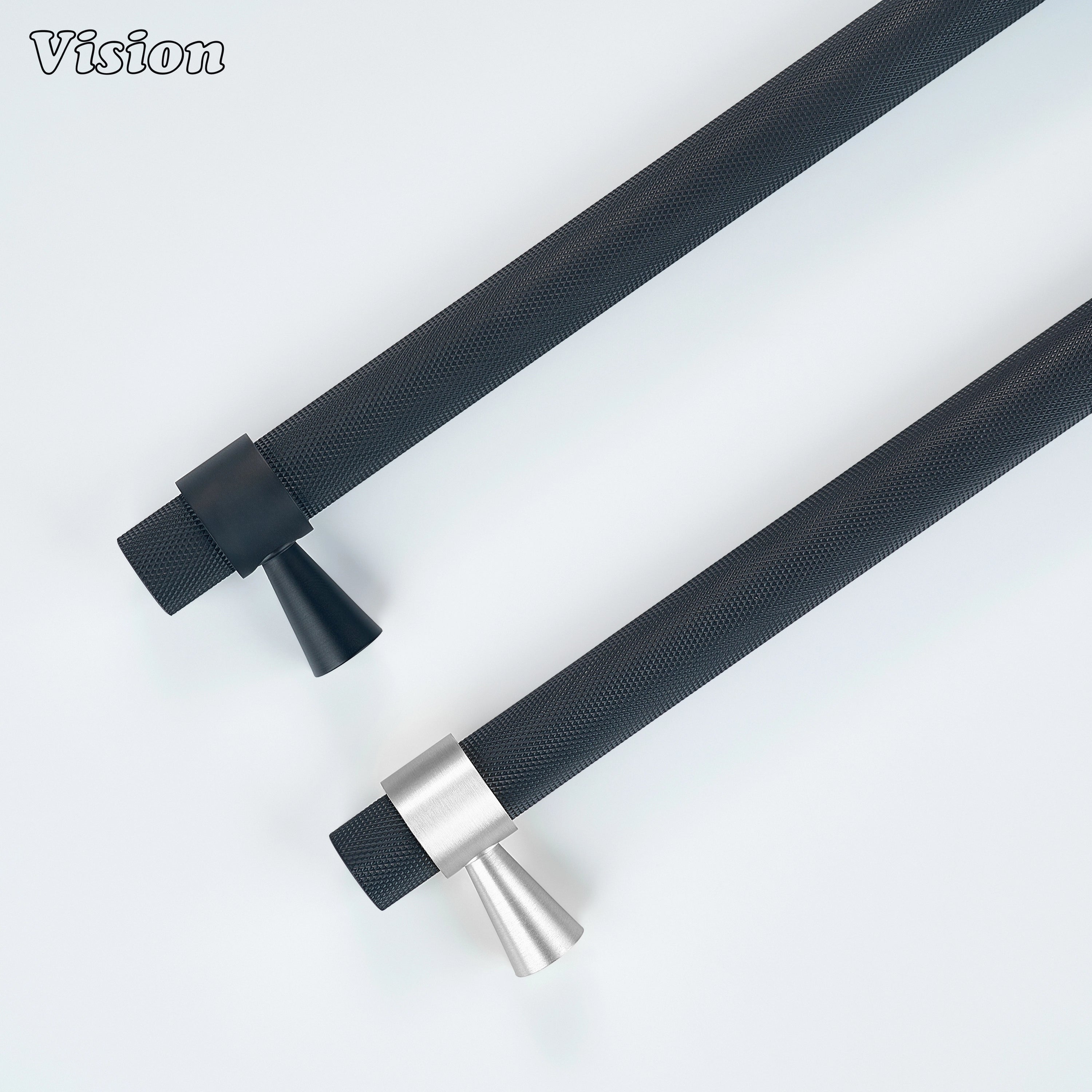 Black and Silver appliance handle crafted for premium integrated kitchen appliances.