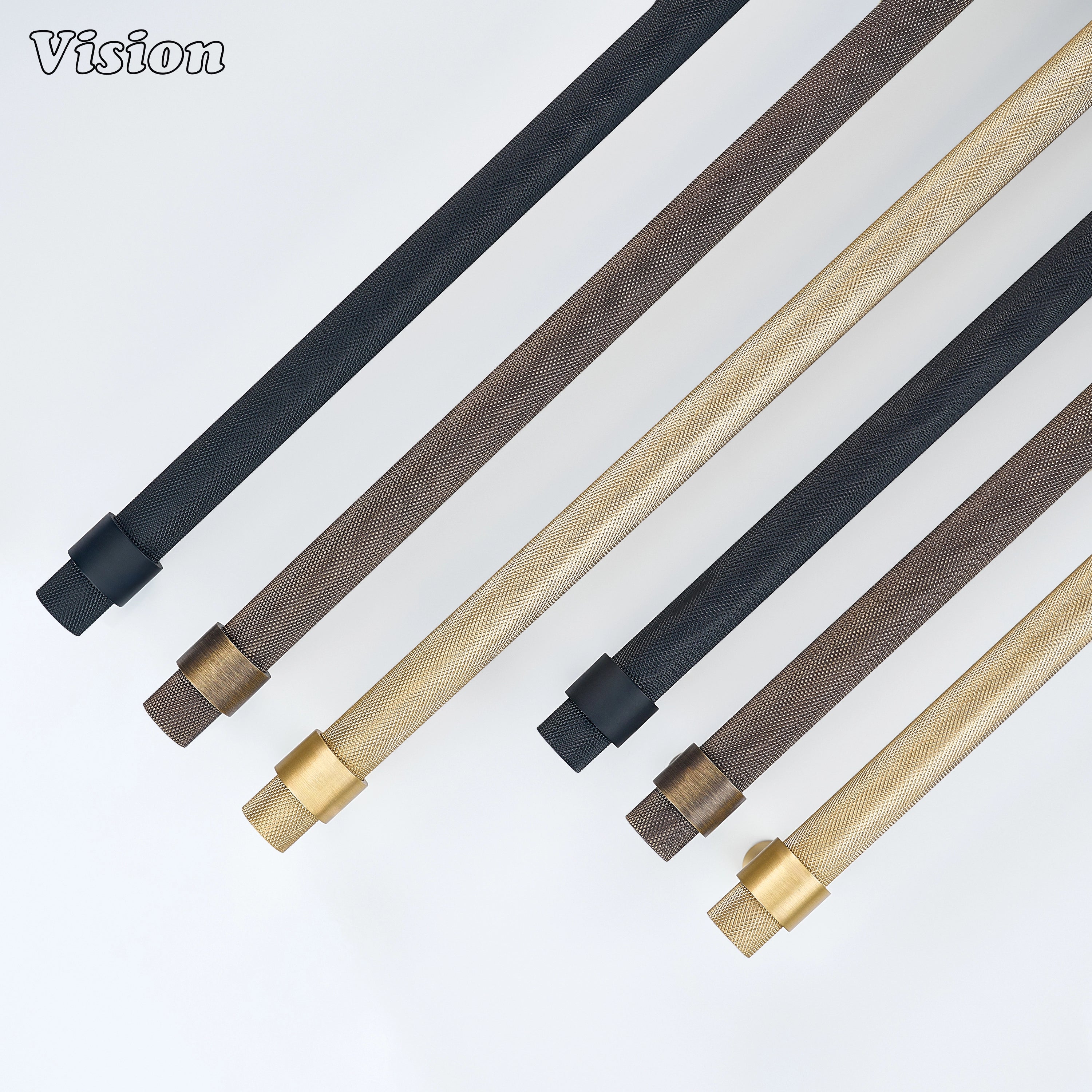 Black and Silver appliance handle with cylindrical bar profile for luxury kitchen appliances.