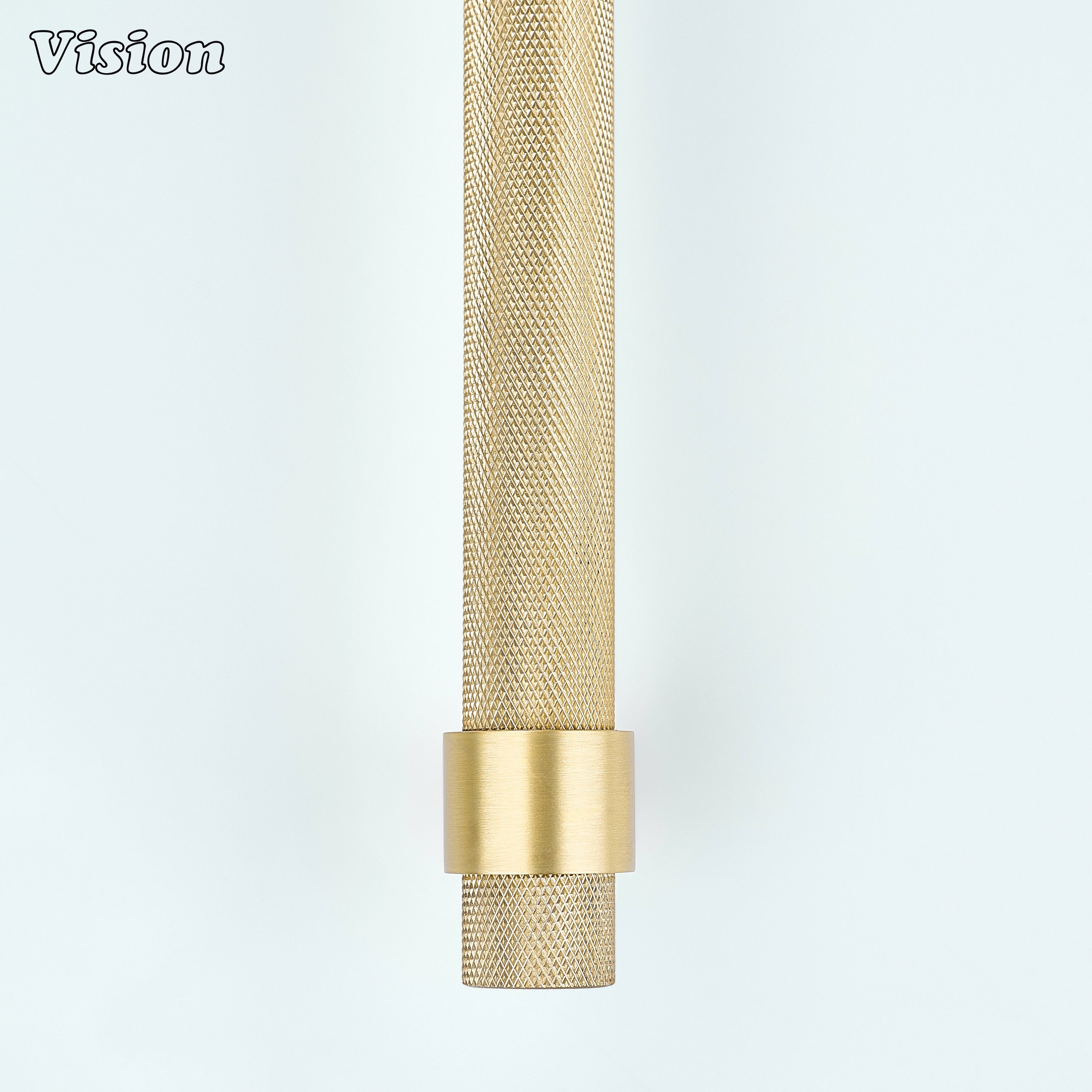 Gold knurled appliance handle with precision-machined diamond pattern for premium appliance furniture.