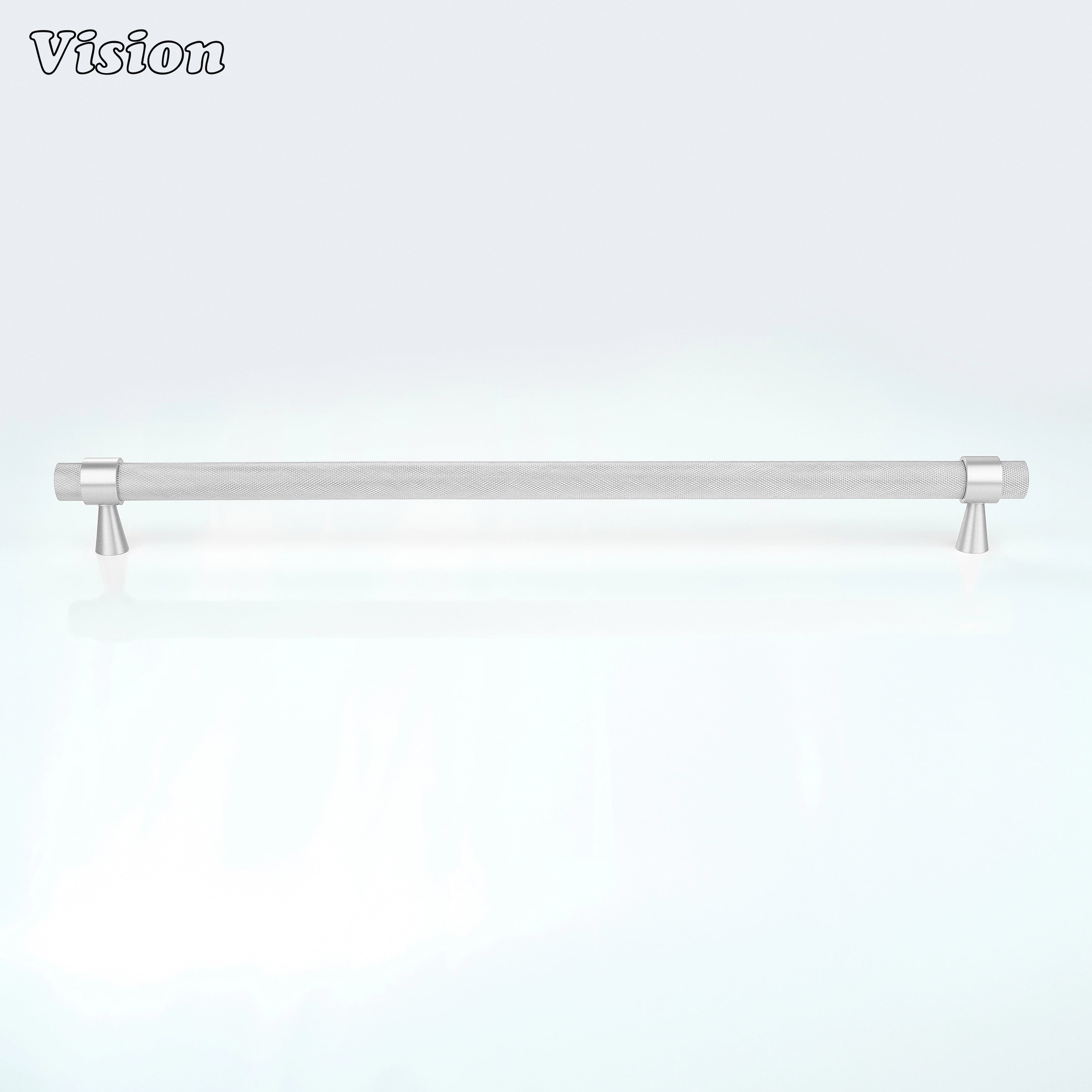 Silver textured brass appliance pull for premium integrated pantry storage appliances.